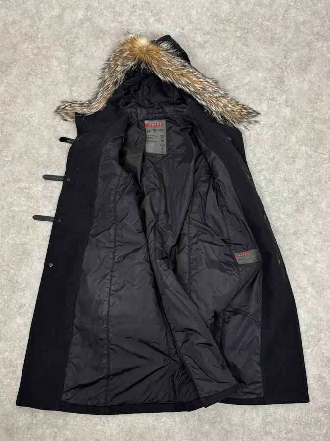 Prada 2000s Prada Fur Hooded Pins Straps Wool Long Jacket Size S / US 4 / IT 40 - 8 Thumbnail