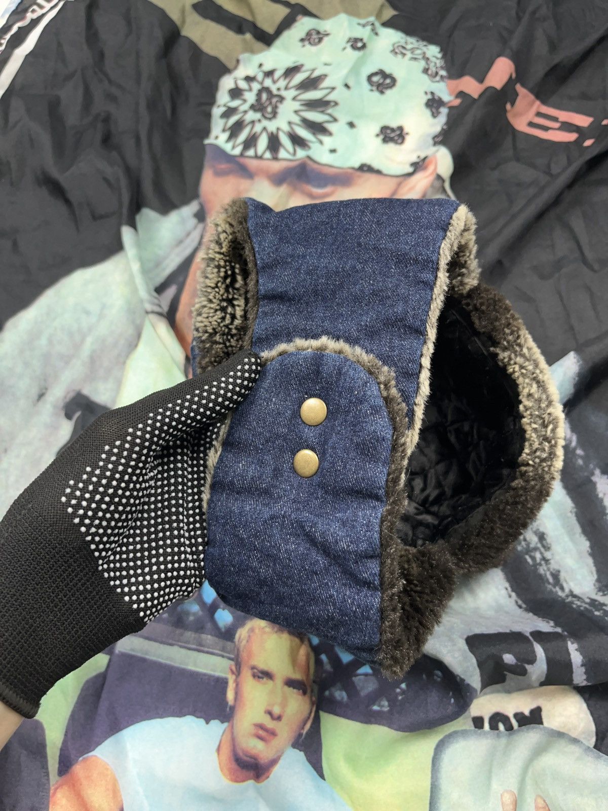 Vintage New Era Denim Earflap Faux Fur Trapper Hat Aviator y2k Size ONE SIZE - 6 Thumbnail