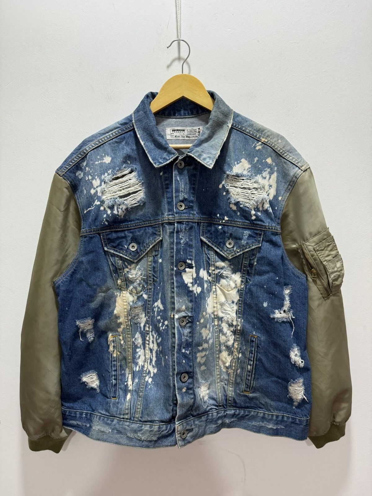 If Six Was Nine × Le Grande Bleu (L.G.B.) × Vintage LAGENDA MADE UNDERGOURD BLEACH OUT DISTRESSED CRAZY JACKET Size US L / EU 52-54 / 3 - 2 Thumbnail