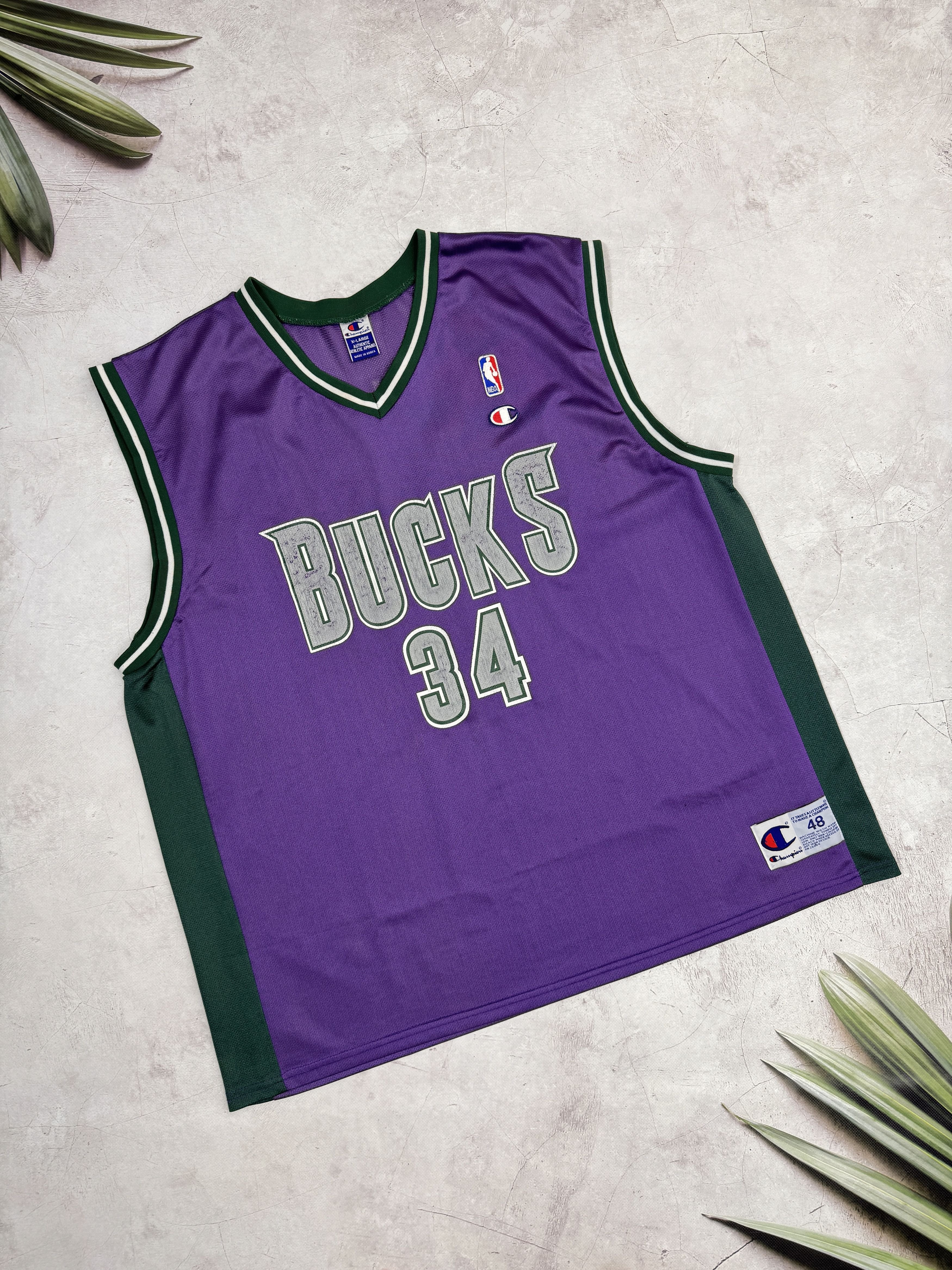 Champion Vintage Milwaukee Bucks #34 Ray Allen NBA Jersey by Champion Size US XL / EU 56 / 4 - 2 Thumbnail