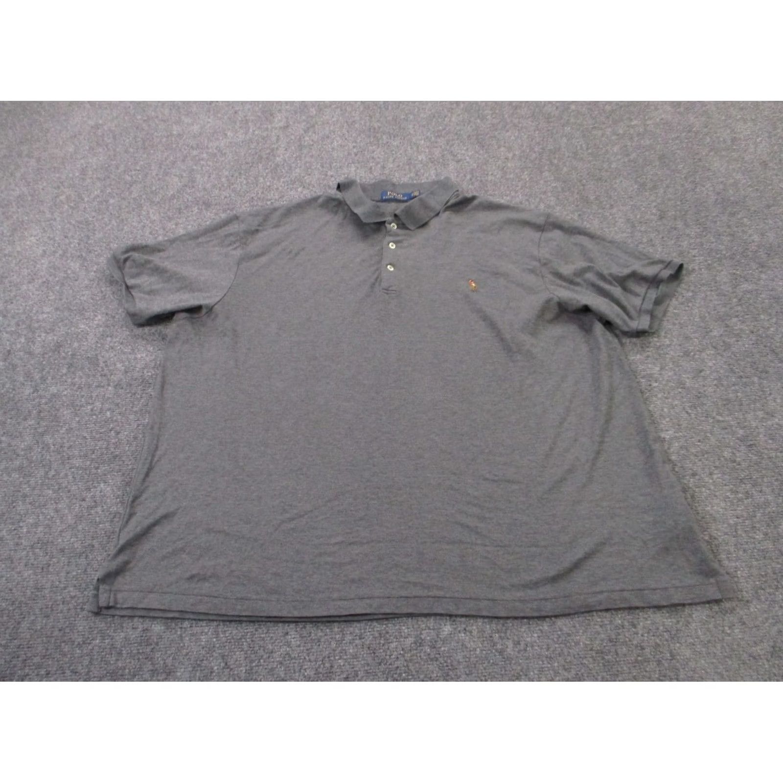 Polo Ralph Lauren Polo Ralph Lauren Shirt Mens Big 2X Gray Polo Shirt Short Sleeve Cotton Knit Logo Classic USA 90s Theme Boys Mens Size US XXL / EU 58 / 5 - 2 Thumbnail