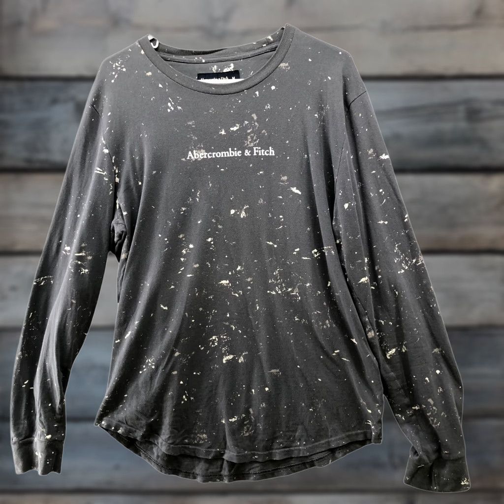 Abercrombie & Fitch Abercrombie & Fitch Long Sleeve T Shirt Mens M Gray Crewneck Logo Cotton Knit - All Seasons, Regular Fit, Pre-Owned Size US M / EU 48-50 / 2 - 1 Thumbnail