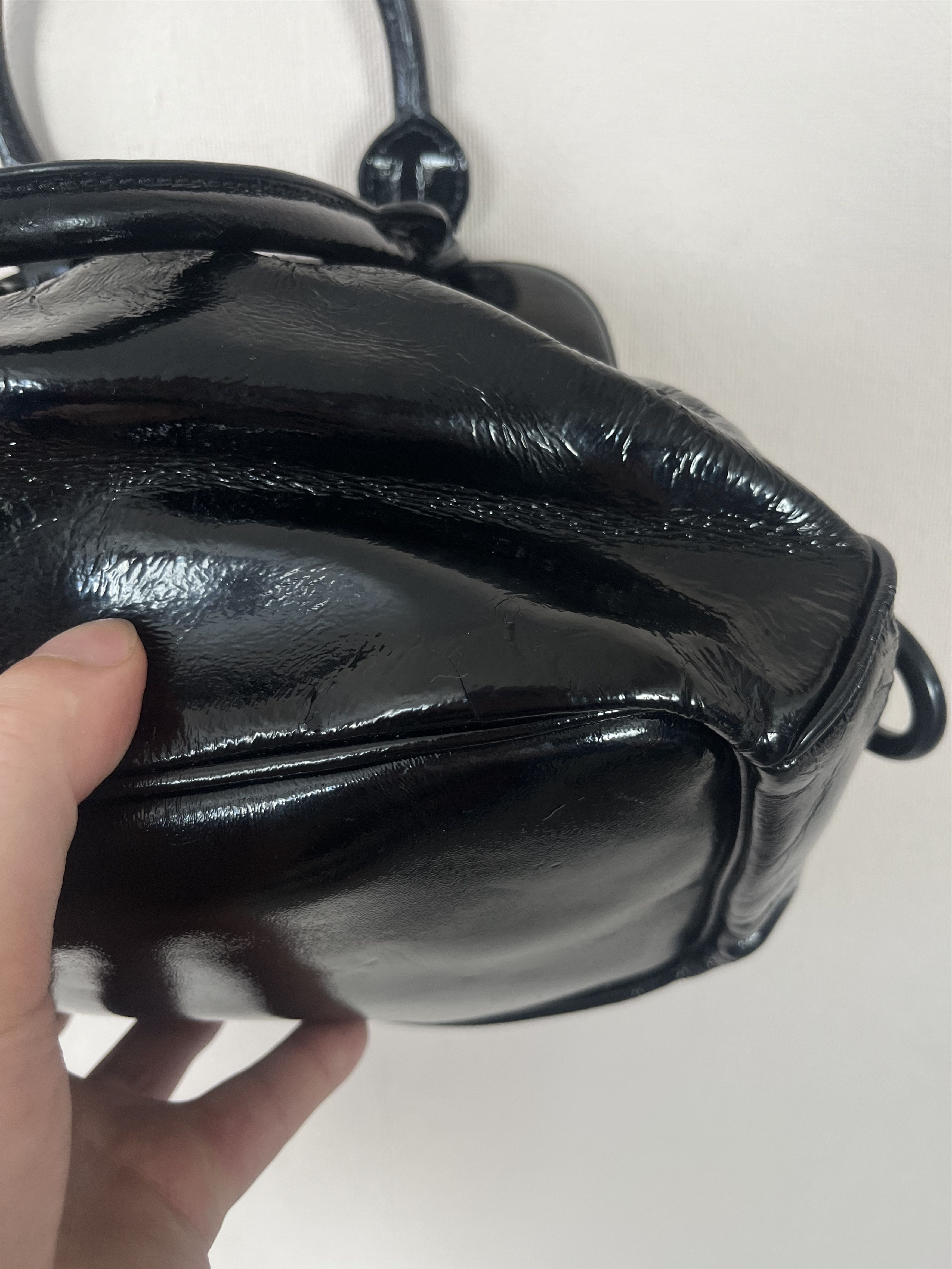 Just Cavalli Just Cavalli Black Patent Leather Satchel Bag Top Handle Size ONE SIZE - 15 Thumbnail