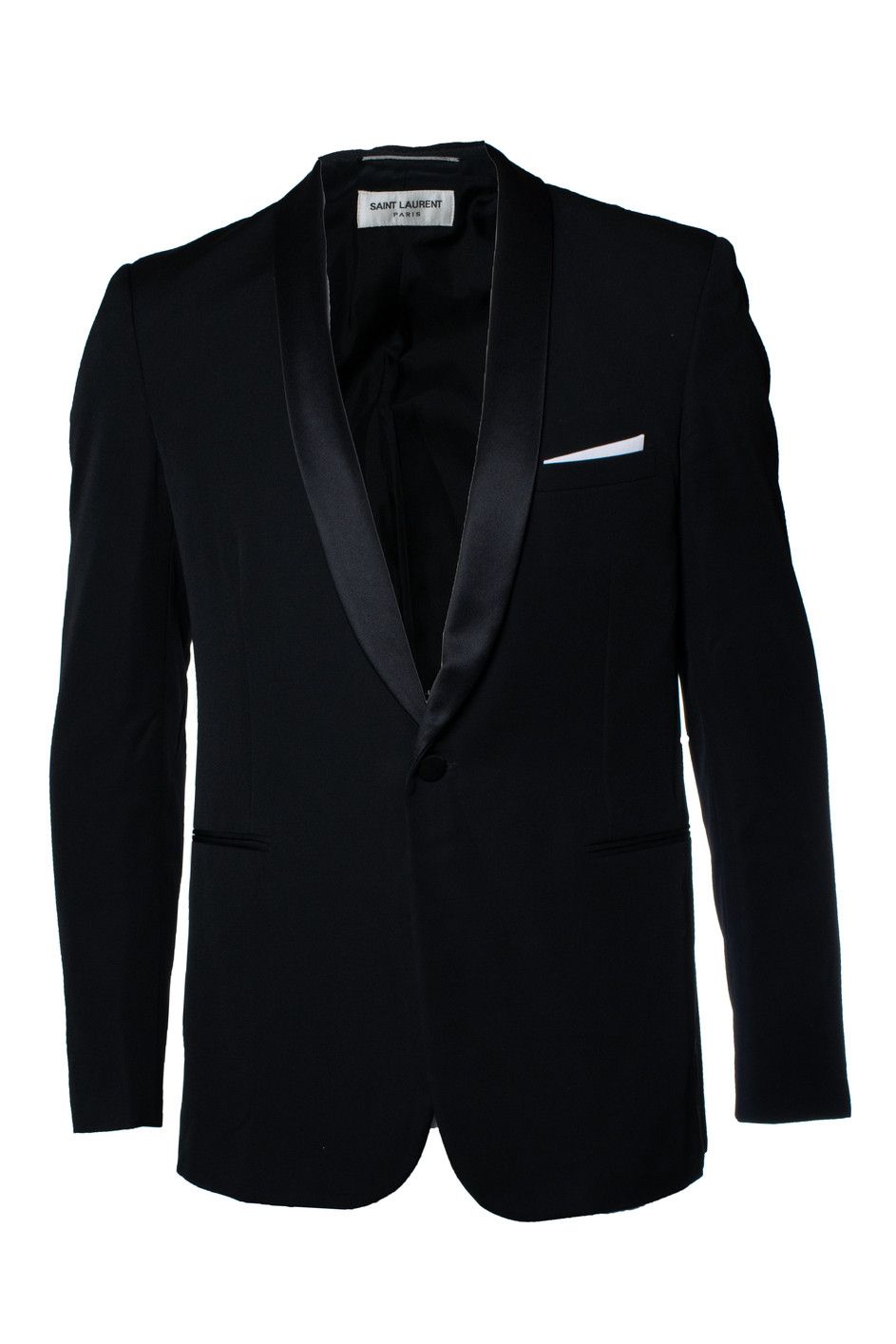 Saint Laurent Paris Saint Laurent, black tuxedo jacket with satin revert Size 52R - 1 Thumbnail