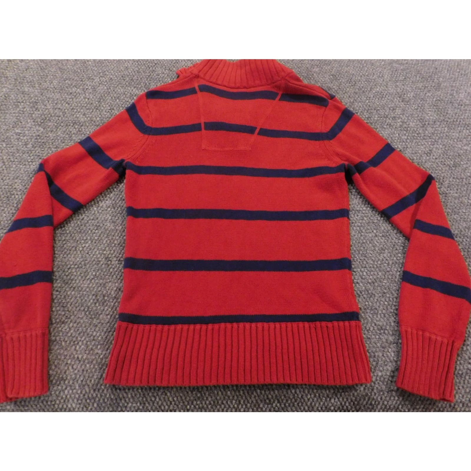 American Eagle Outfitters American Eagle Outfitters Sweater Mens Small Red Zip Mock Neck Cable Knit Pullover Striped Full Zip Pattern Knit Size US S / EU 44-46 / 1 - 7 Thumbnail