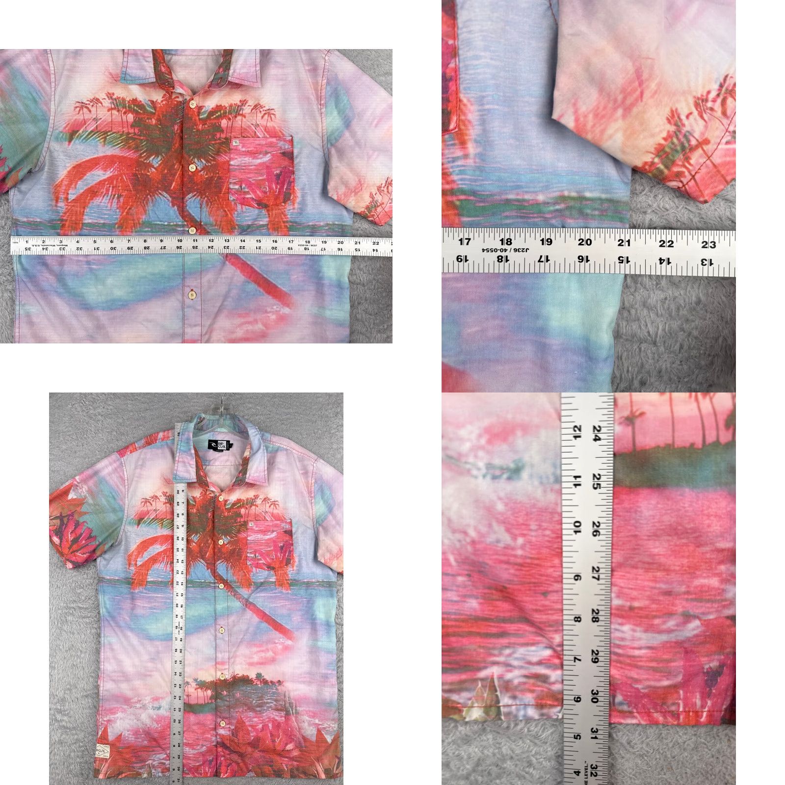 Rip Curl VINTAGE RIP CURL Shirt Men L Blue Floral Hawaiian Slim Cotton Blend Button-Up Short Sleeve Size US L / EU 52-54 / 3 - 8 Thumbnail