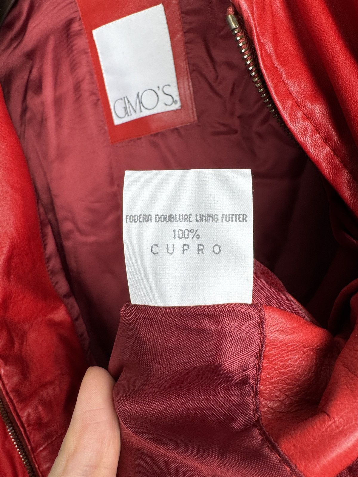 Gimo's Gimo’s red real leather bomber jacket vintage Size US L / EU 52-54 / 3 - 13 Thumbnail