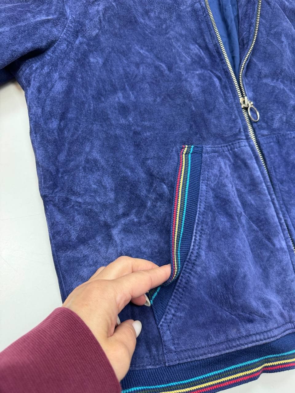 Vera Pelle Vintage Vera Pelle Suede Hooded Jacket Purple Rainbow Trim Size L / US 10 / IT 46 - 5 Thumbnail