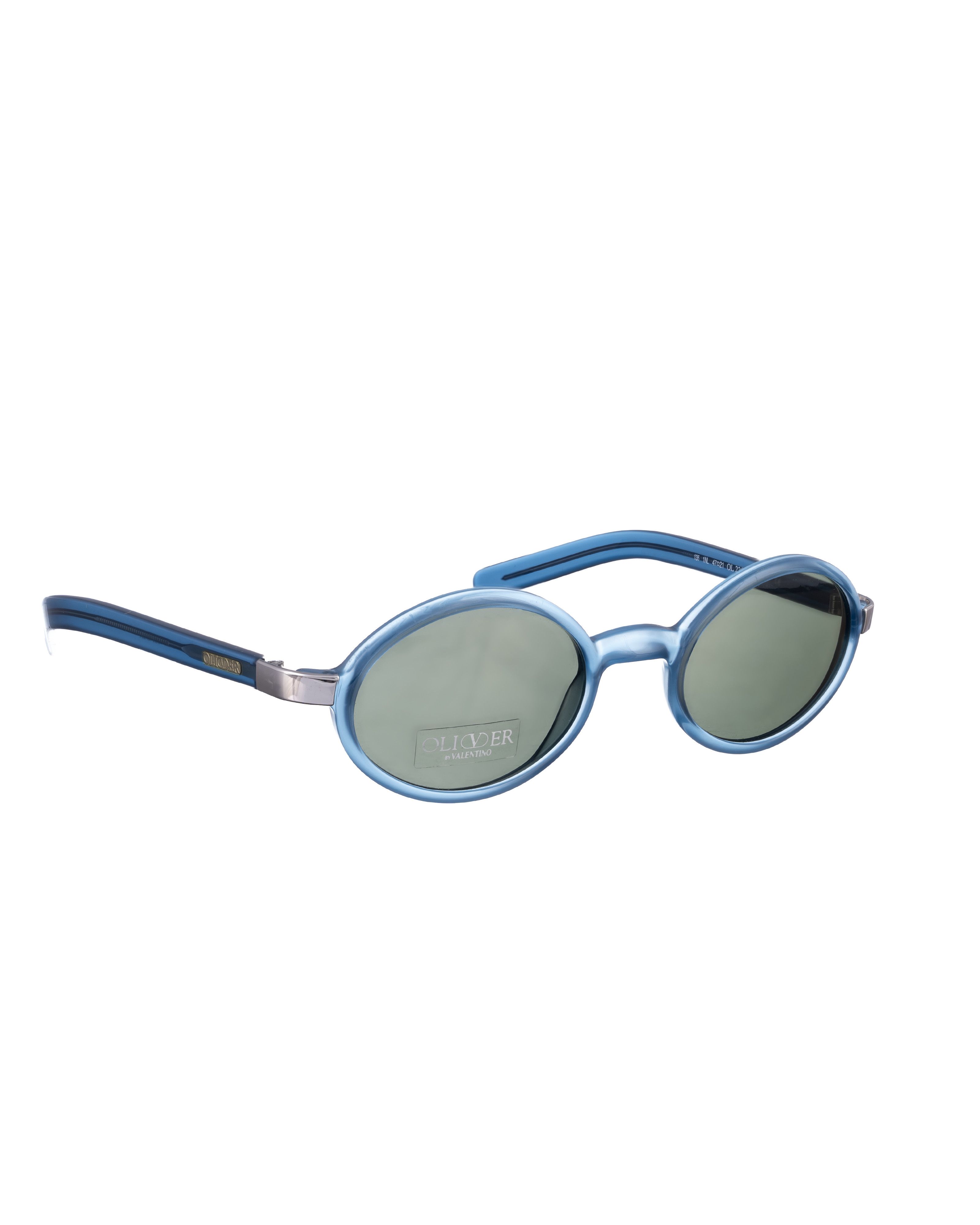 Valentino Oliver by Valentino '90s Blue Thick Oval Sunglasses Size ONE SIZE - 2 Thumbnail