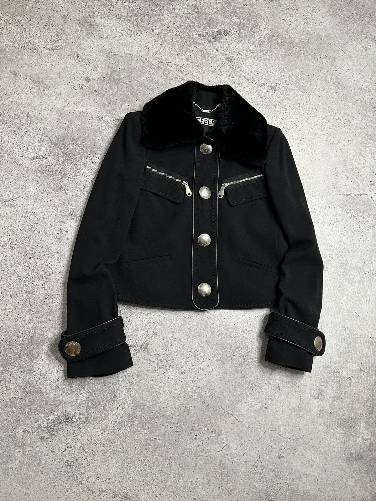 Iceberg Rare Y2K Iceberg By Gilmar Wool Jacket With A Fur Collar Size S / US 4 / IT 40 - 2 Thumbnail