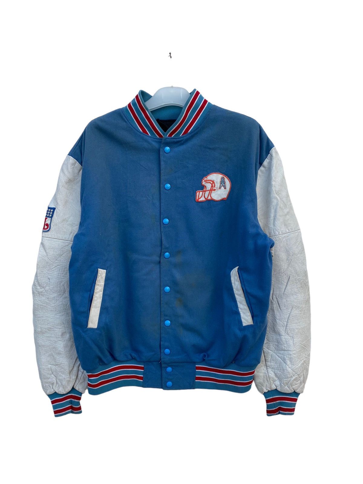 NFL VINTAGE HOUSTON OILERS DISTRESSED VARSITY JACKET Size US M / EU 48-50 / 2 - 1 Thumbnail
