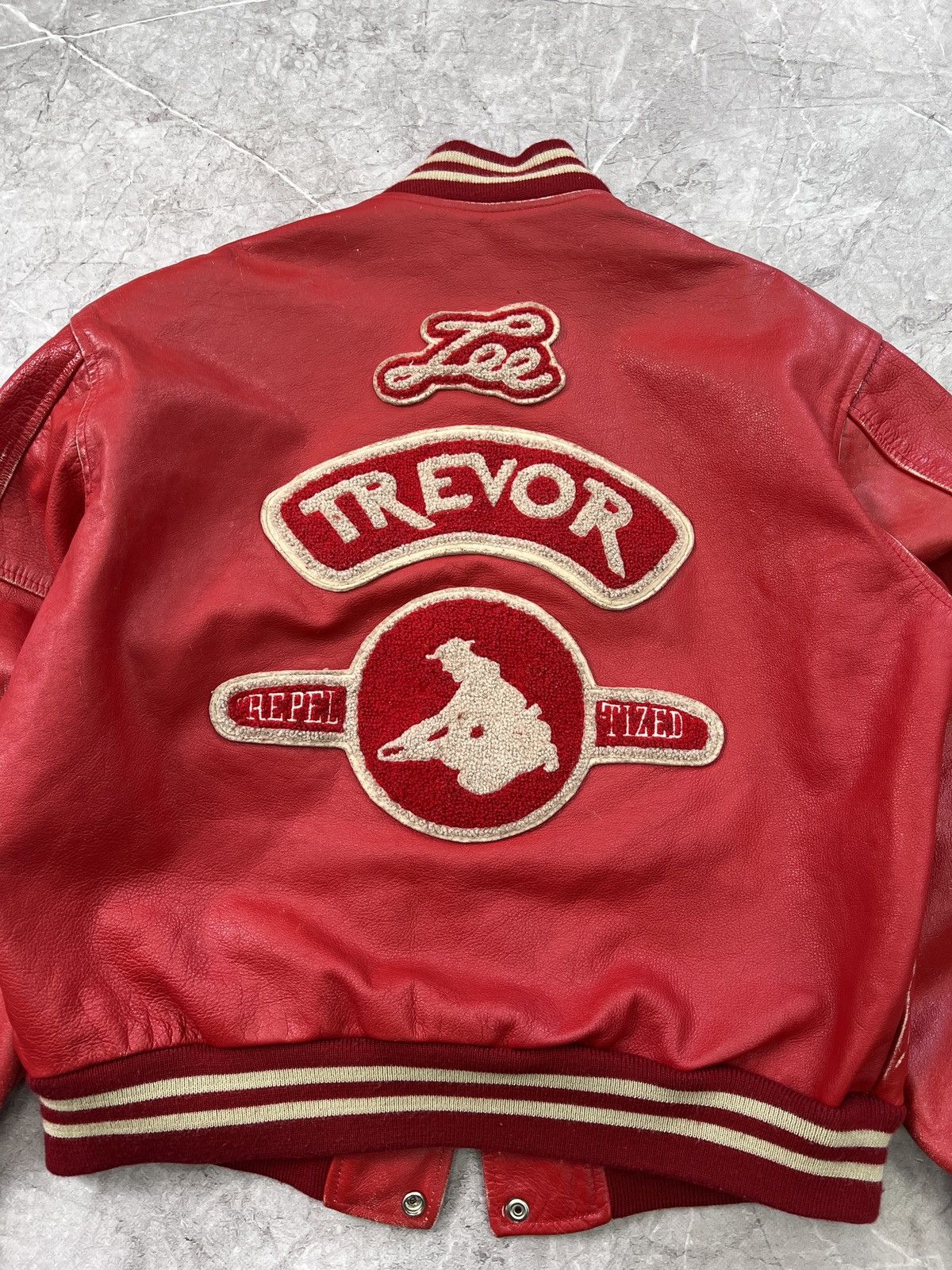 Lee × Vintage Vintage retro leather LEE STORM RIDER TREVOR VARSITY JACKET Size US M / EU 48-50 / 2 - 13 Thumbnail