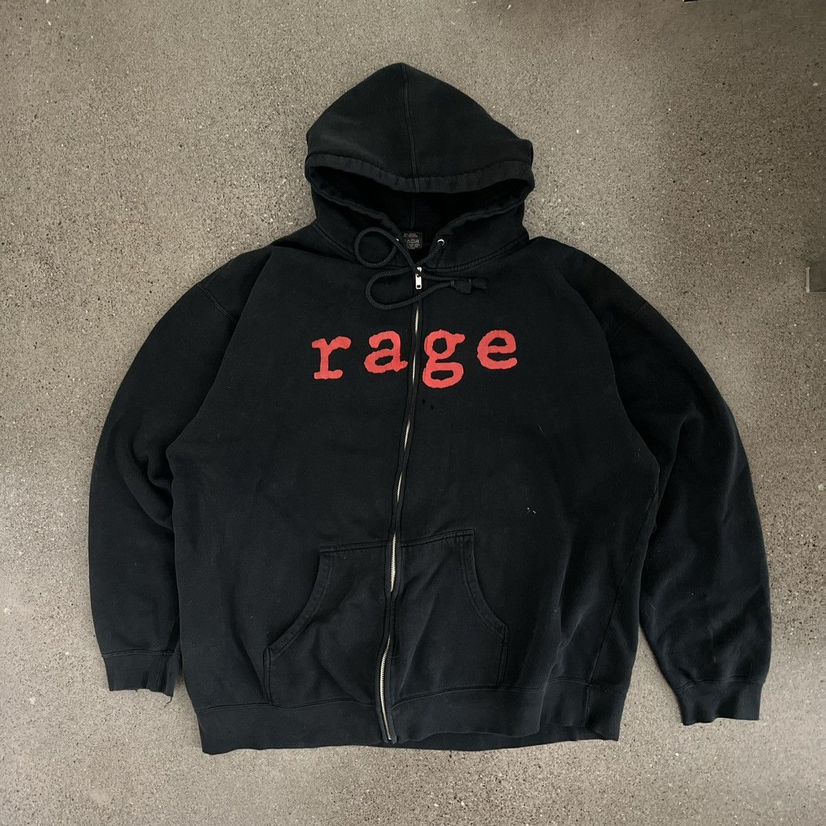 Vintage Rage Against the Machine Zip Hoodie XXL Fade Black