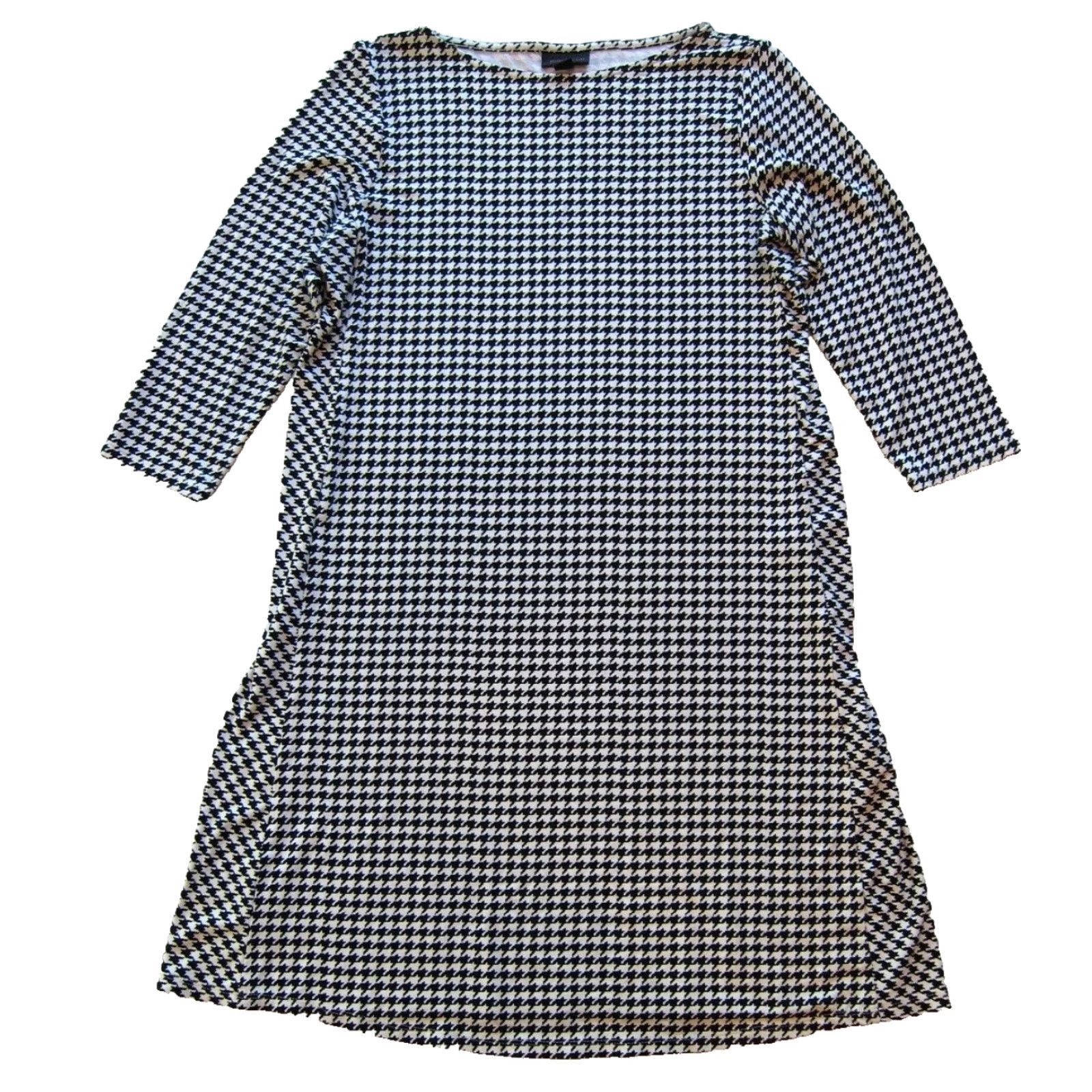 J. Jill J.Jill Wearever Black White Plaid Jersey Stretch 3/4 Sleeve Tunic Shift Dress PS Size S / US 4 / IT 40 - 2 Thumbnail