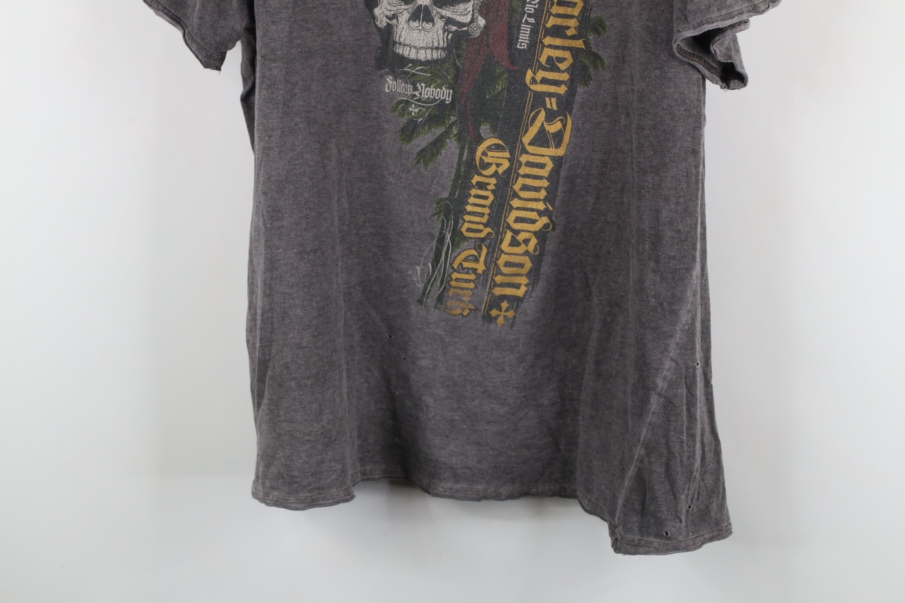 Harley Davidson × Vintage Vintage Harley Davidson Thin Skull Pirate Acid Wash T-Shirt Size US XL / EU 56 / 4 - 3 Thumbnail