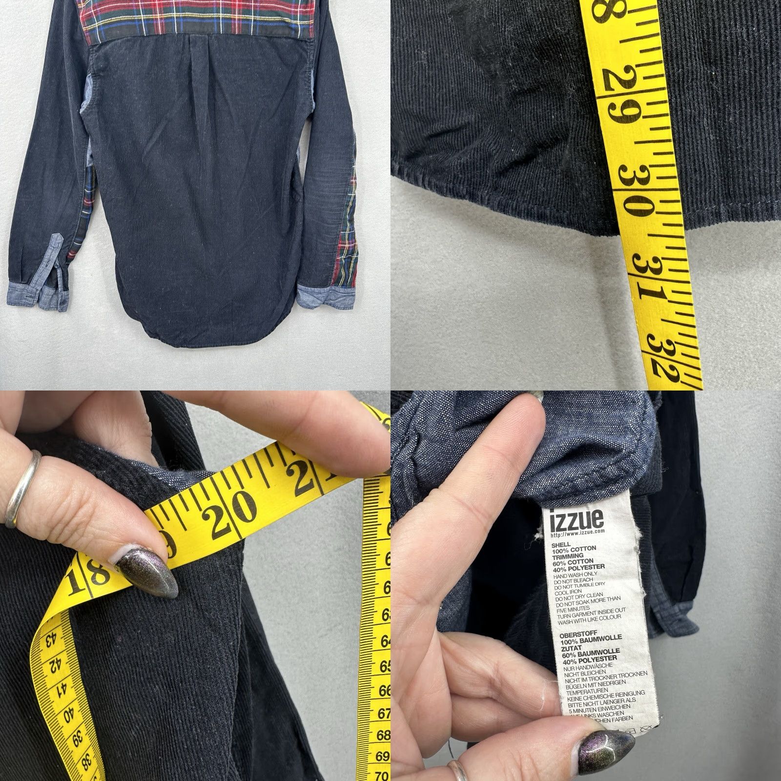 izzue Izzue Shirt Mens 4 Medium Corduroy Chambray Long Sleeve Preppy Japanese Luxury Fashion Shirt Mens M Blue plaid Button-Up Casual Modern Classic Mens Size US M / EU 48-50 / 2 - 9 Thumbnail