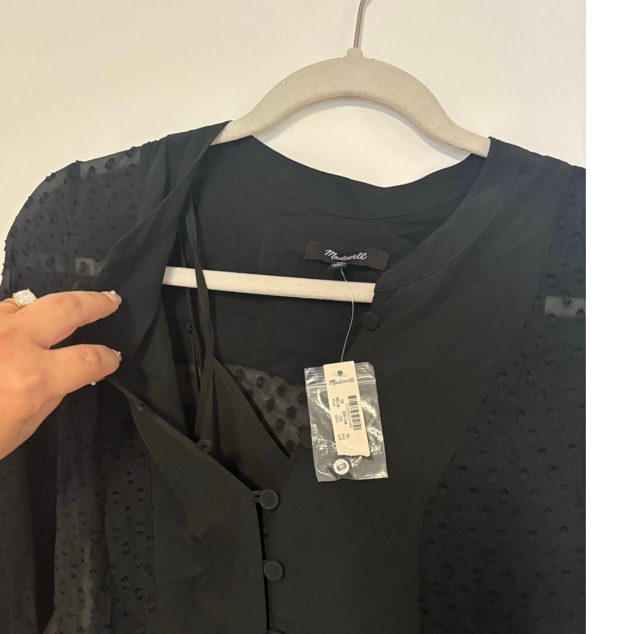 Madewell NWT Madewell Tie-Waist Midi Dress in Clip Dot Black Size XS Size XS / US 0-2 / IT 36-38 - 7 Thumbnail