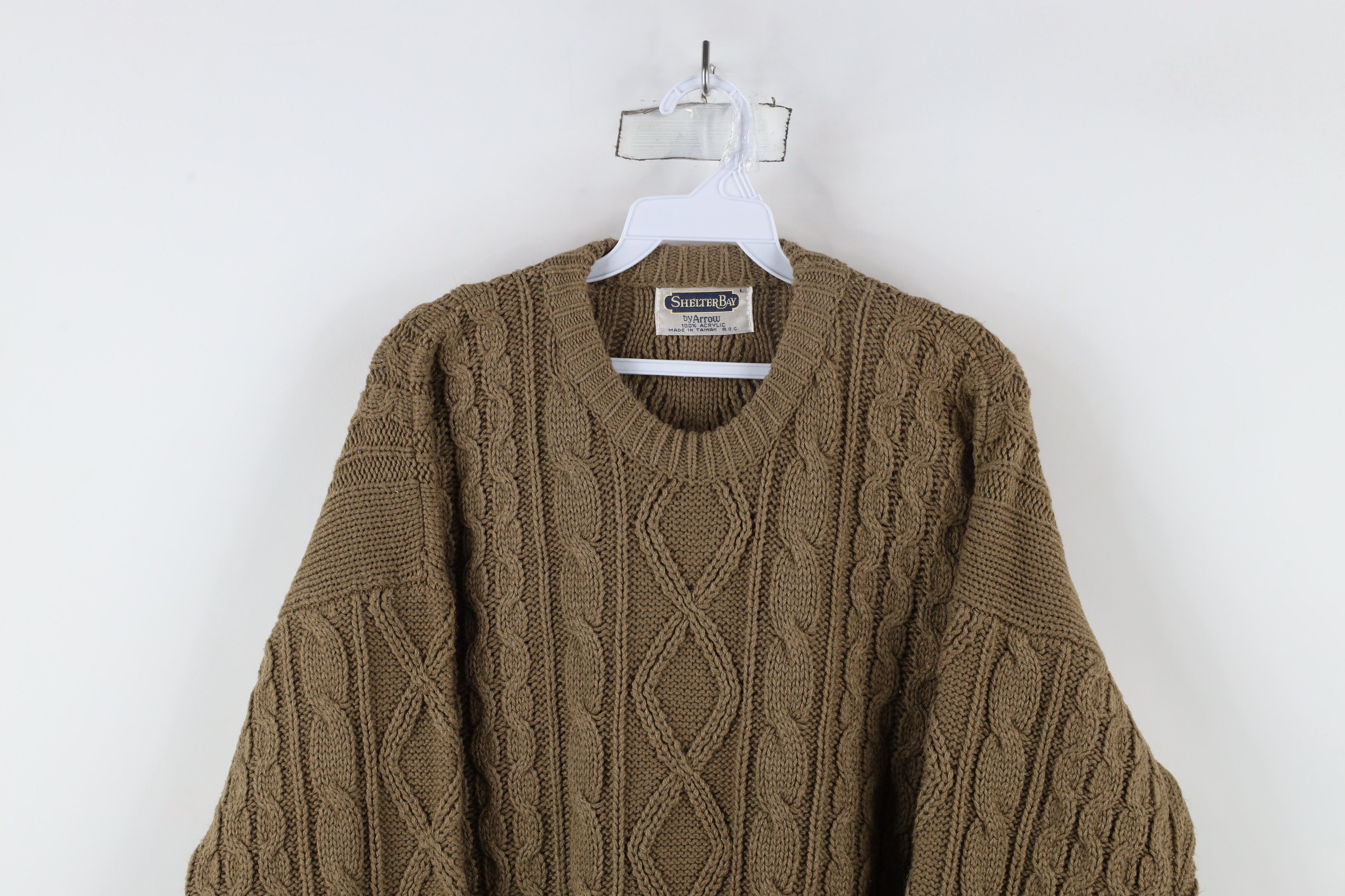 Vintage Vintage 90s Streetwear Cable Knit Fisherman Sweater Brown Size US L / EU 52-54 / 3 - 2 Thumbnail