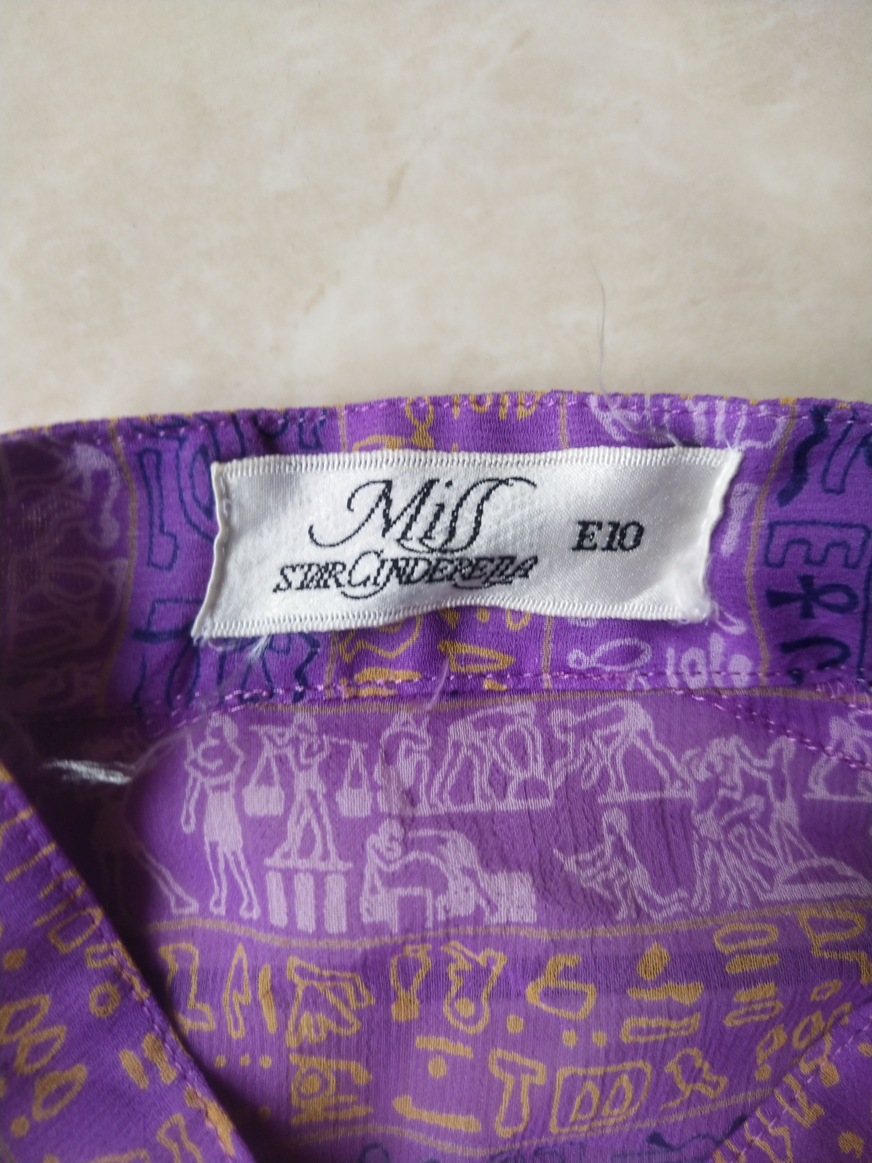 Vintage 1980s Egyptian Hieroglyph Sheer Purple Blouse Vintage Japan Size M / US 6-8 / IT 42-44 - 6 Thumbnail