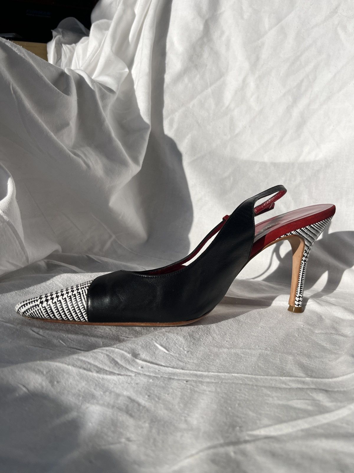 Dolce & Gabbana × Vintage Sling Back Heels Black and Houndstooth Size US 6 / IT 36 - 14 Thumbnail