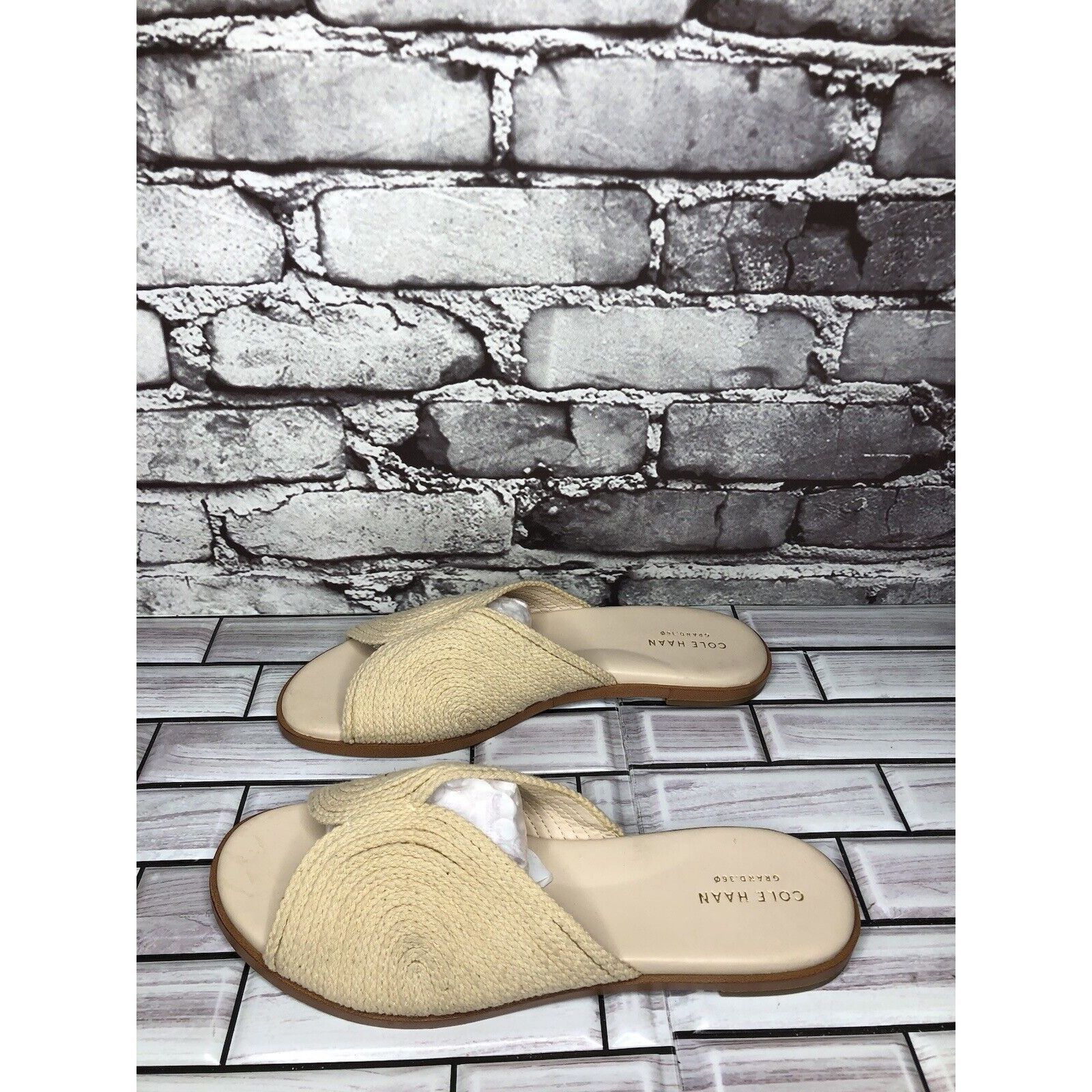 Cole Haan Cole Haan Grand Os Beige Cream Fabric Slides Sandals Women S Size US 8 / IT 38 - 10 Thumbnail
