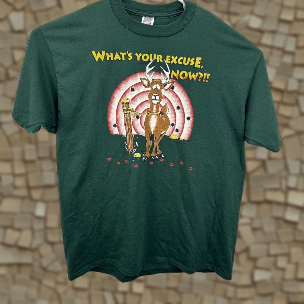 Jerzees VINTAGE JERZEES Deer Hunting Humor T Shirt USA 2XL Green Crew Neck Short Sleeve Graphic Mens Rounded Off 1990s Size US XXL / EU 58 / 5 - 1 Thumbnail