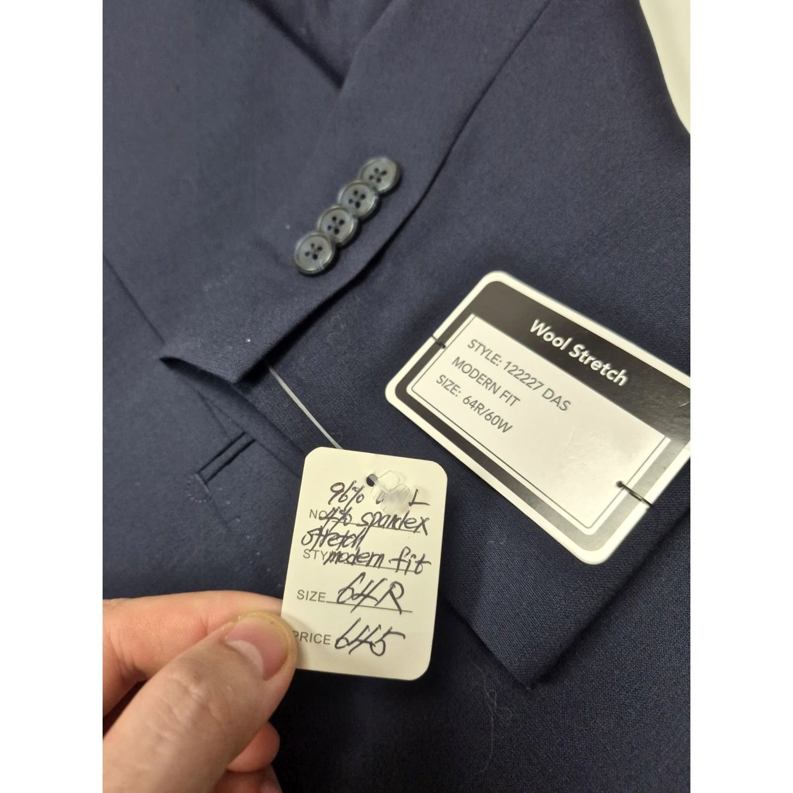 Vintage Giles & Jasper Suit Jacket Mens 6XL Blue Wool Stretch Modern Fit 2 Button NWT Size 48R - 3 Thumbnail