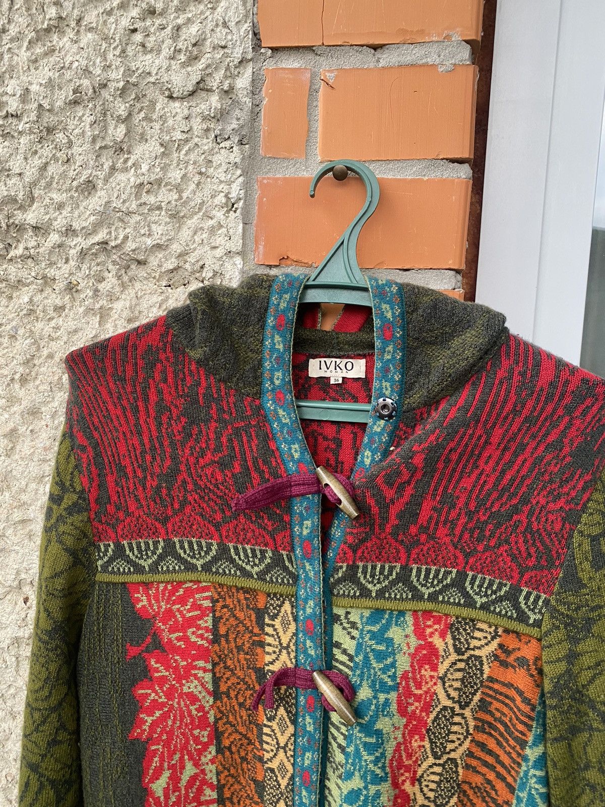 Vintage IVKO Long Jasquard Jacket Renaissance Pattern Wool Knit Coat Size S / US 4 / IT 40 - 19 Thumbnail