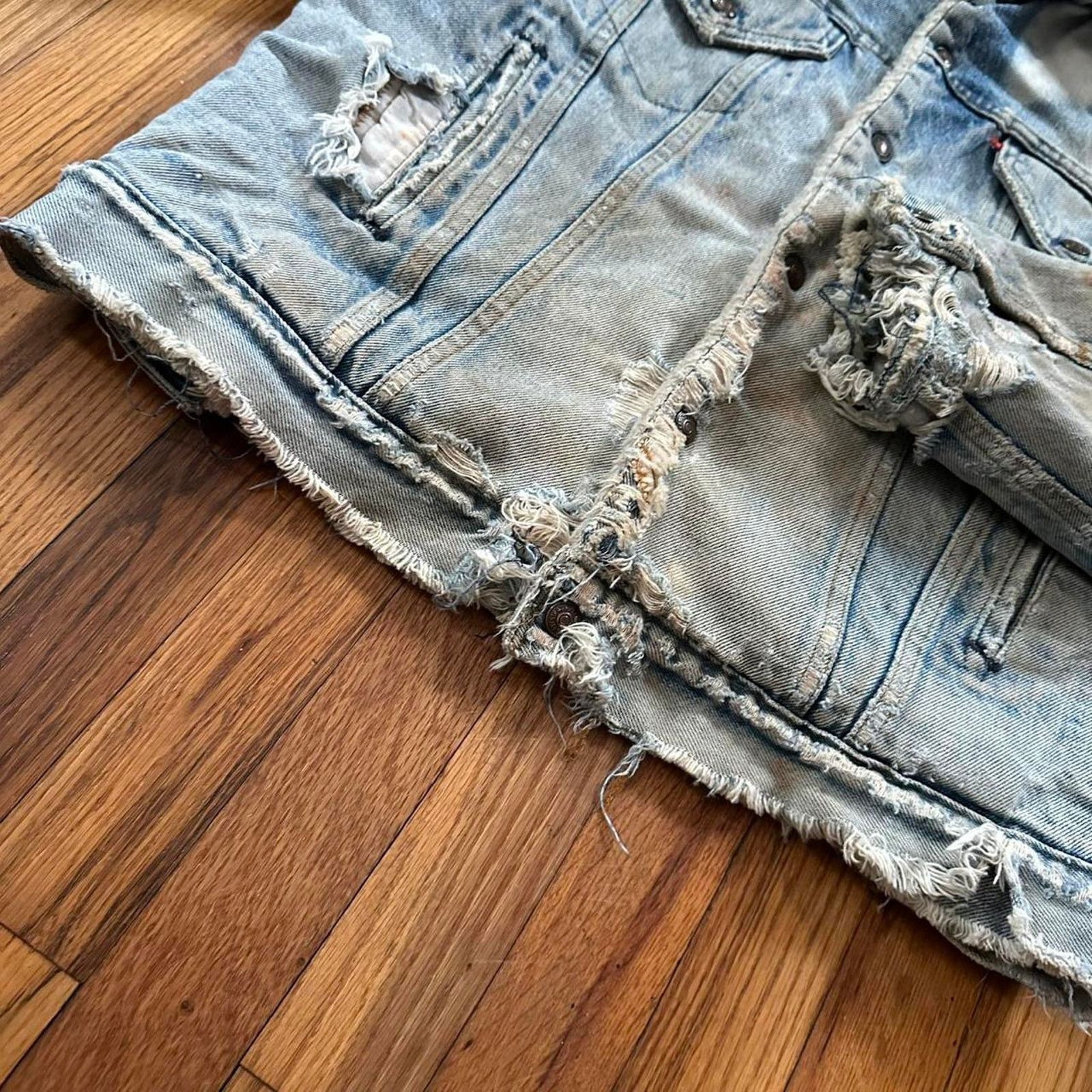 Levi's × Vintage Levis Distressed Sherpa Denim Button Up Jacket Grunge L Size US L / EU 52-54 / 3 - 8 Thumbnail