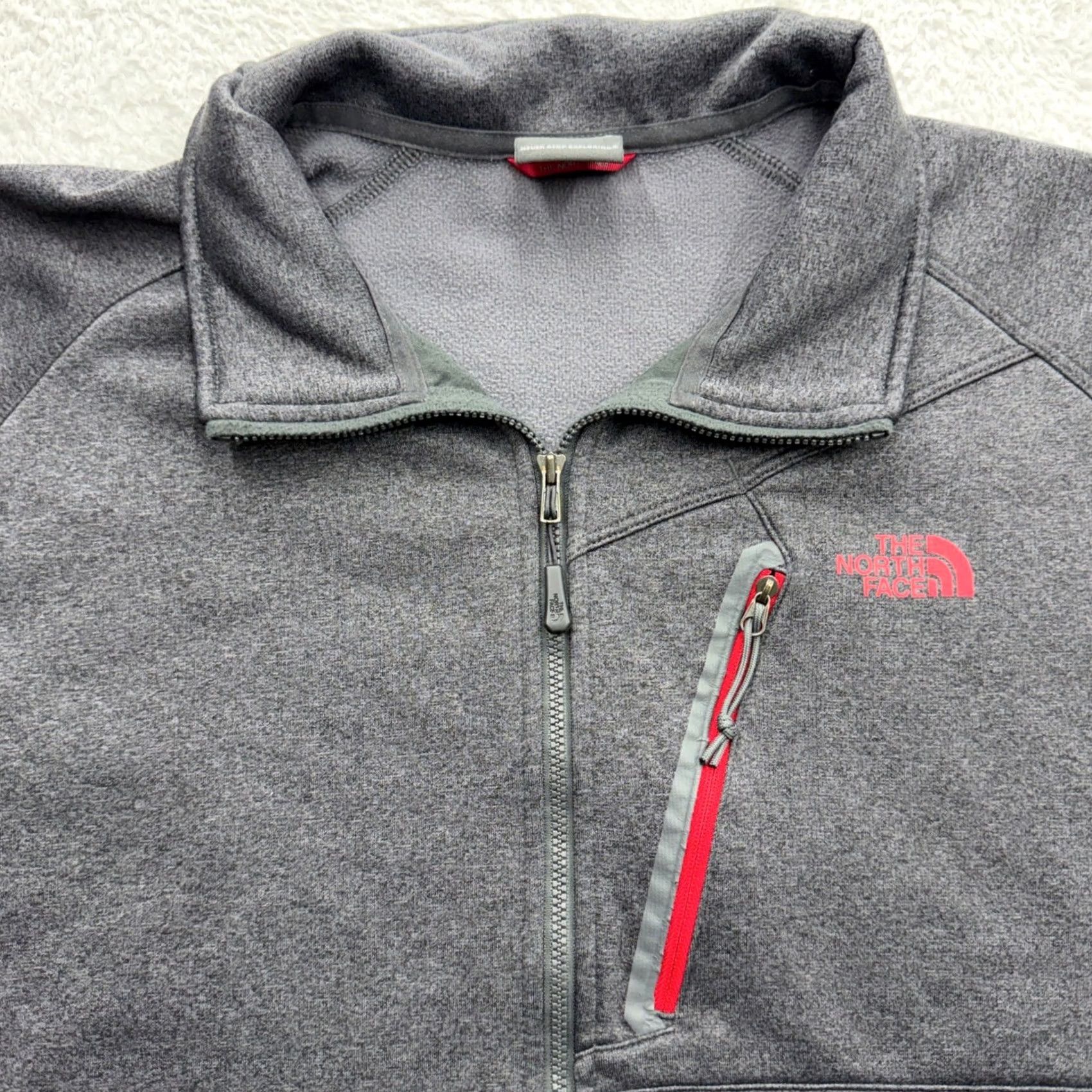The North Face The North Face Mens Gray Full Zip Fleece Jacket Red Trim Outdoor Hiking XL Jacket Mens Gray Zip Fleece Jacket Red Trim Size US XL / EU 56 / 4 - 2 Thumbnail