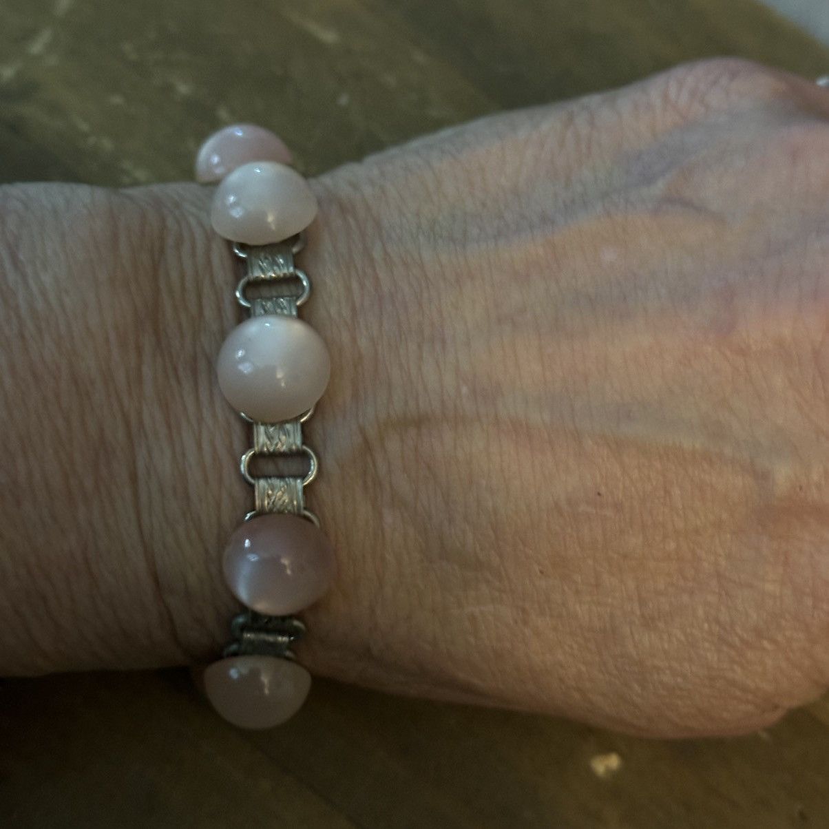 Vintage Vintage pink moonstone link bracelet Size ONE SIZE - 4 Thumbnail