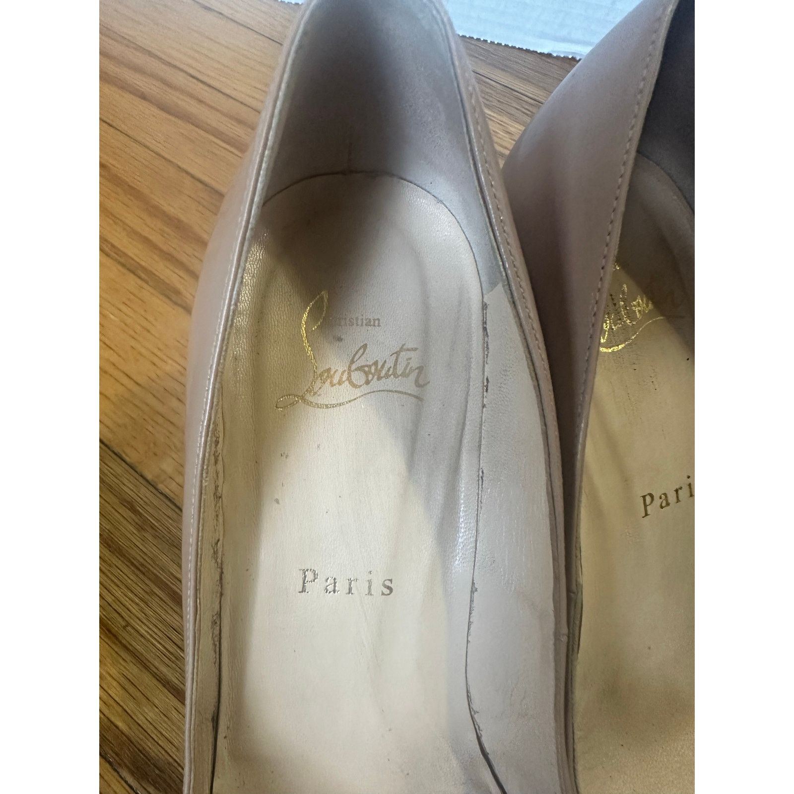 Christian Louboutin Christian Louboutin Beige Patent Leather Wedge Pumps Size US 6.5 / IT 36.5 - 5 Thumbnail