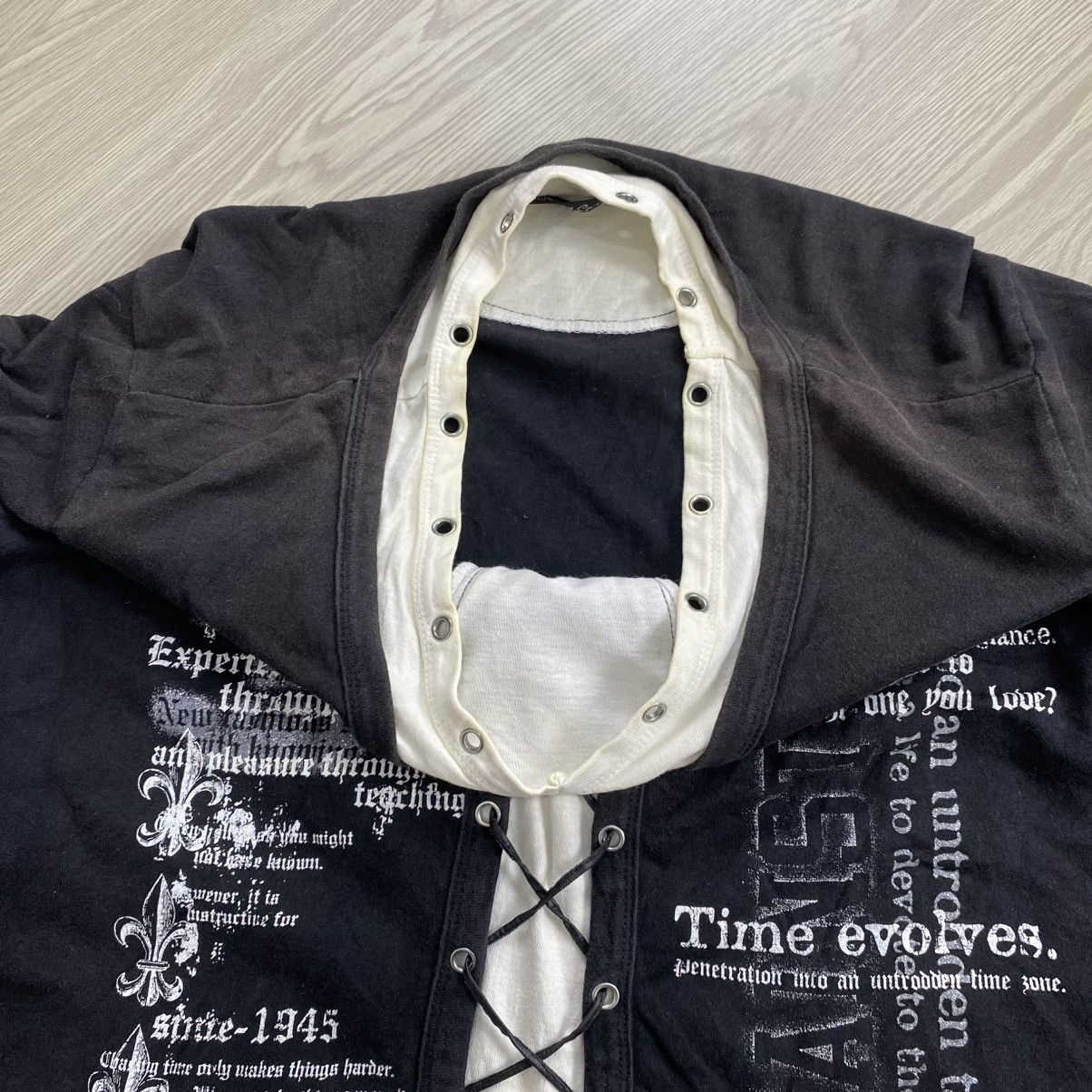 Le Grande Bleu (L.G.B.) 2000s Beamount Carr Double Layers Vkeii Lace Up Longsleeve Size US L / EU 52-54 / 3 - 15 Thumbnail