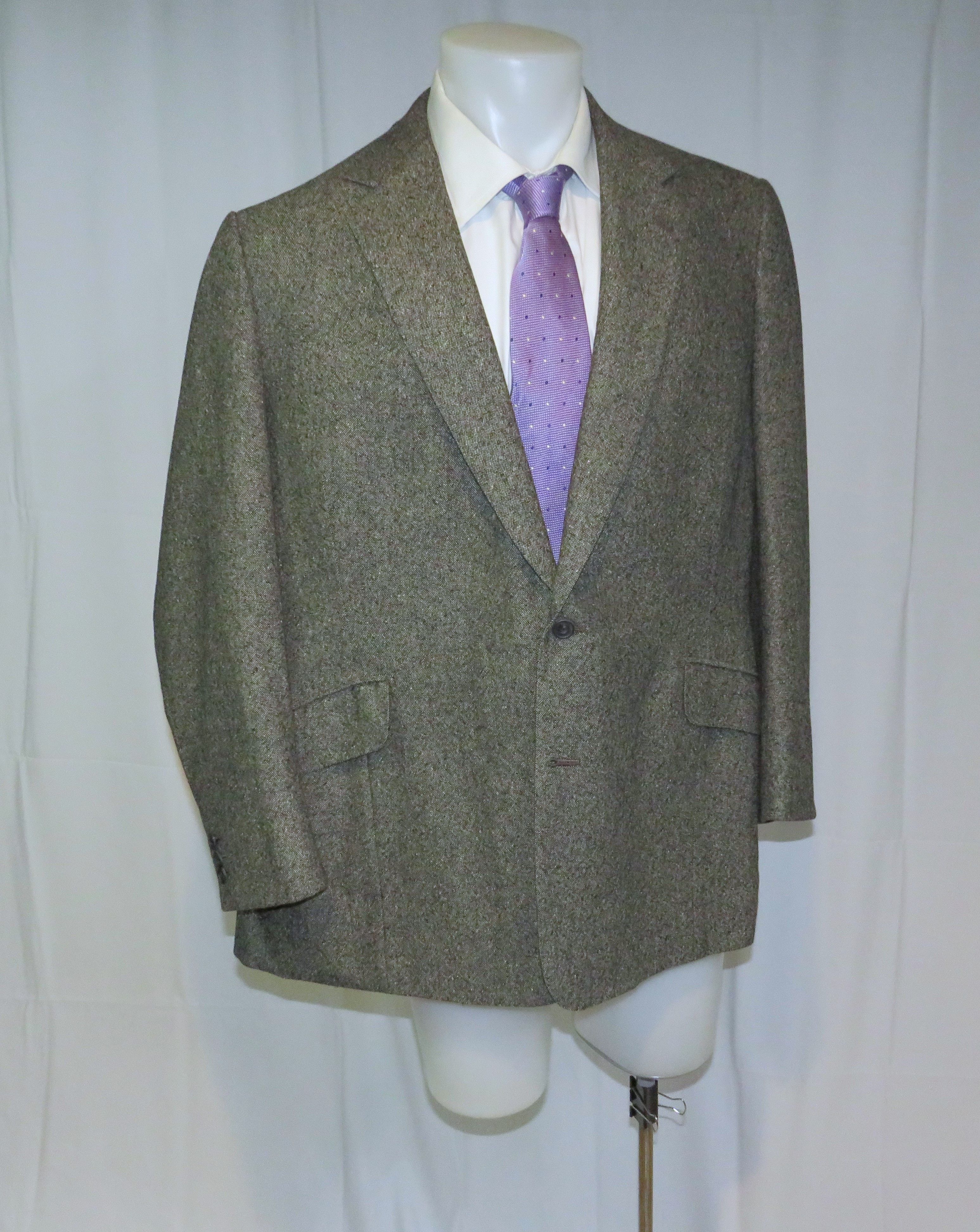 Henry Poole × Savile Row Bespoke Gray Donegal Tweed Two Button Sport Coat 46R Size 46R - 8 Thumbnail