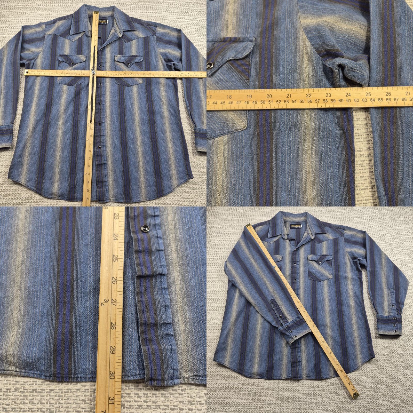 Vintage VINTAGE Panhandle Slim Shirt Mens XL Blue Striped Western Pearl Snap Long Sleeve Cowboy Size US XL / EU 56 / 4 - 8 Thumbnail