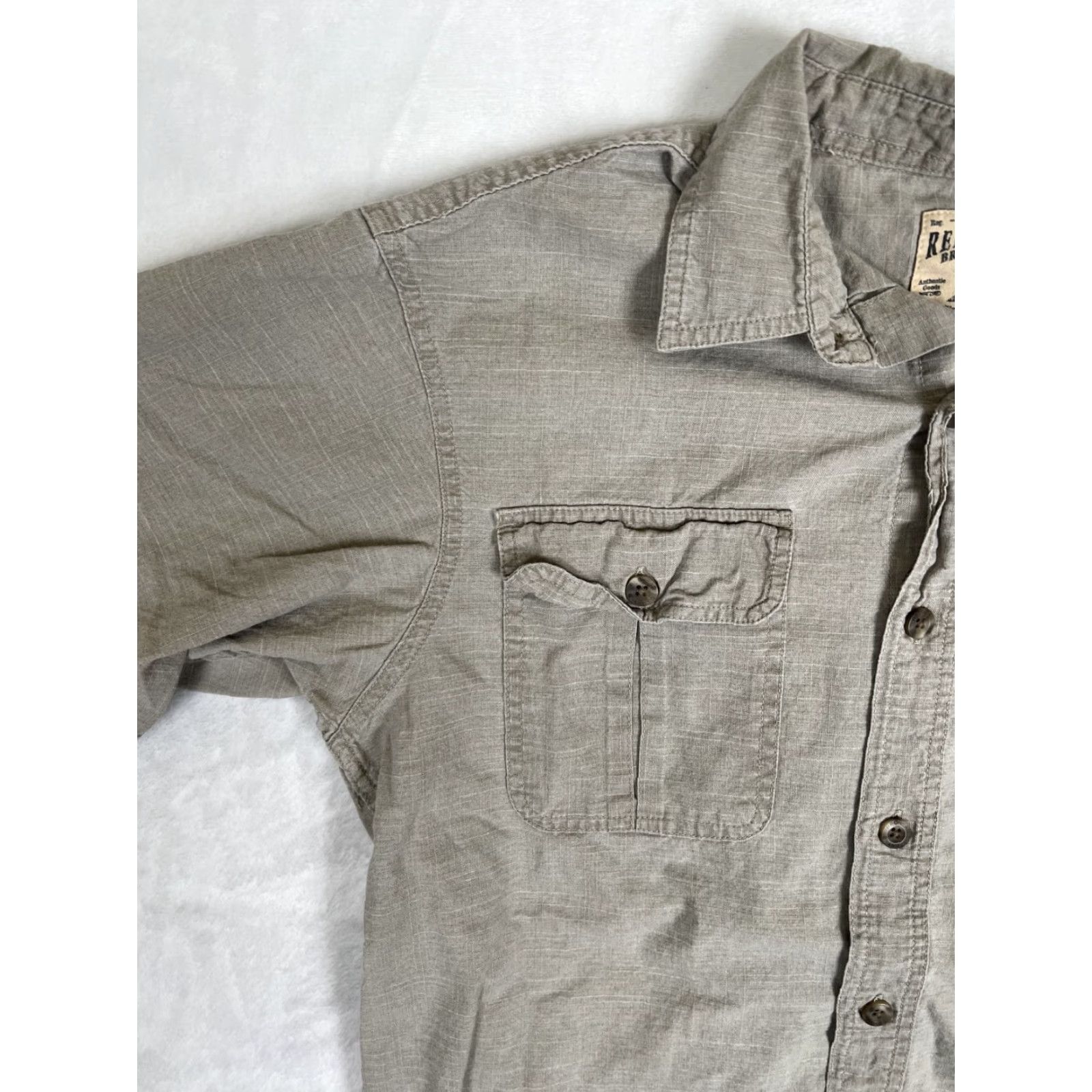Vintage RedHead Shirt Button-Up Mens Medium Short Sleeve Brown Solid Cotton Woven Collared Pocketed Casual Workwear Outdoor 90s? (No) Size US M / EU 48-50 / 2 - 2 Thumbnail