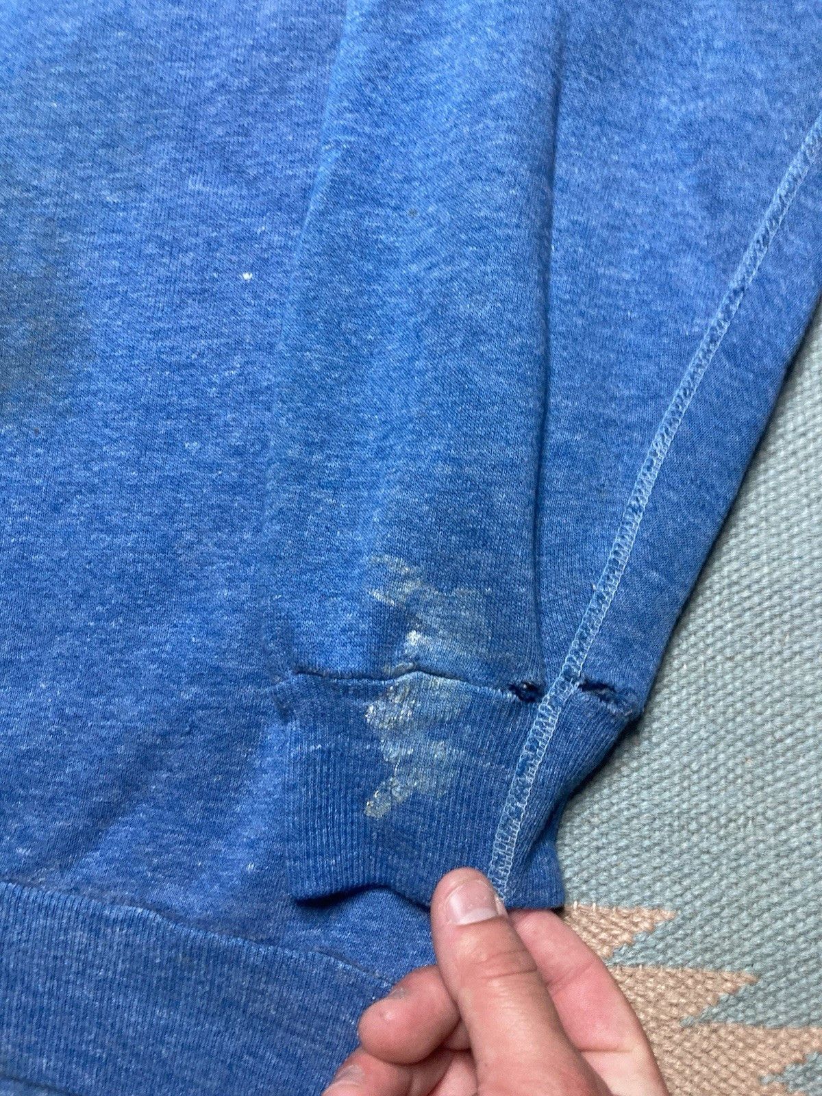 Vintage 70s crewneck sweatshirt heather blue distressed whooped XL Size US XL / EU 56 / 4 - 9 Thumbnail