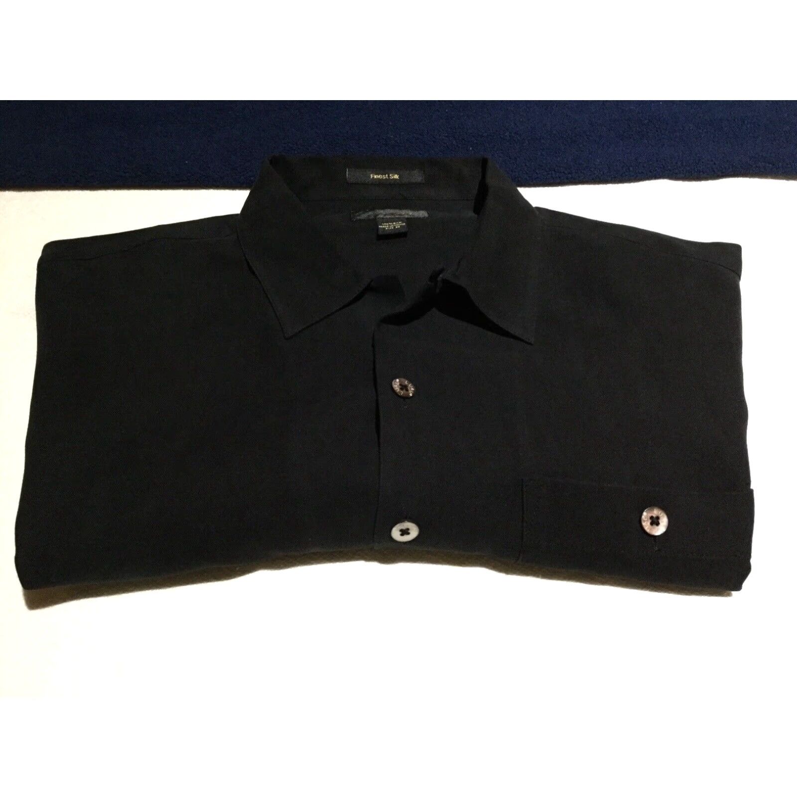 Vintage Luau Black Silk Button-Front Camp Shirt Medium Mens Size US M / EU 48-50 / 2 - 6 Thumbnail