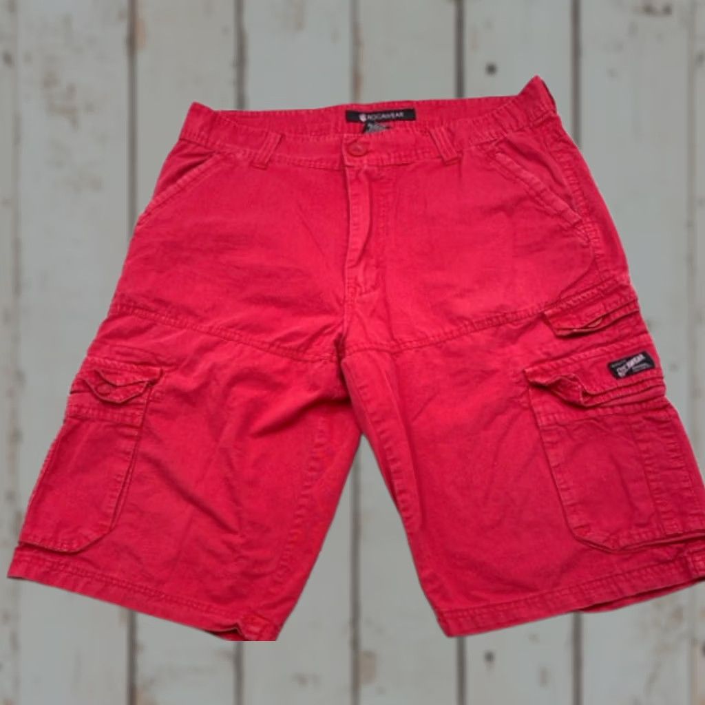 Rocawear VTG Rocawear Cargo Shorts Mens 32x12 Red 7-Pockets 100% Cotton 5587 Cargo Shorts Mens Red 90s Grunge Hip Hop Rocawear Size US 32 / EU 48 - 1 Thumbnail