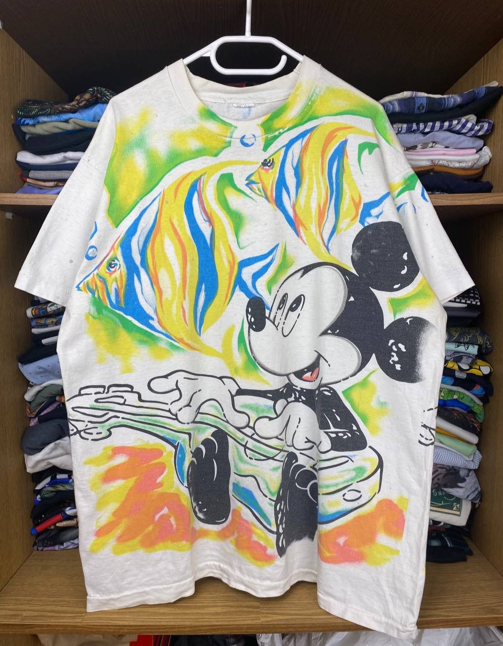 Disney Vintage Mickey Mouse 90s All Over Print Disney Graphic Tee Size US XL / EU 56 / 4 - 1 Thumbnail
