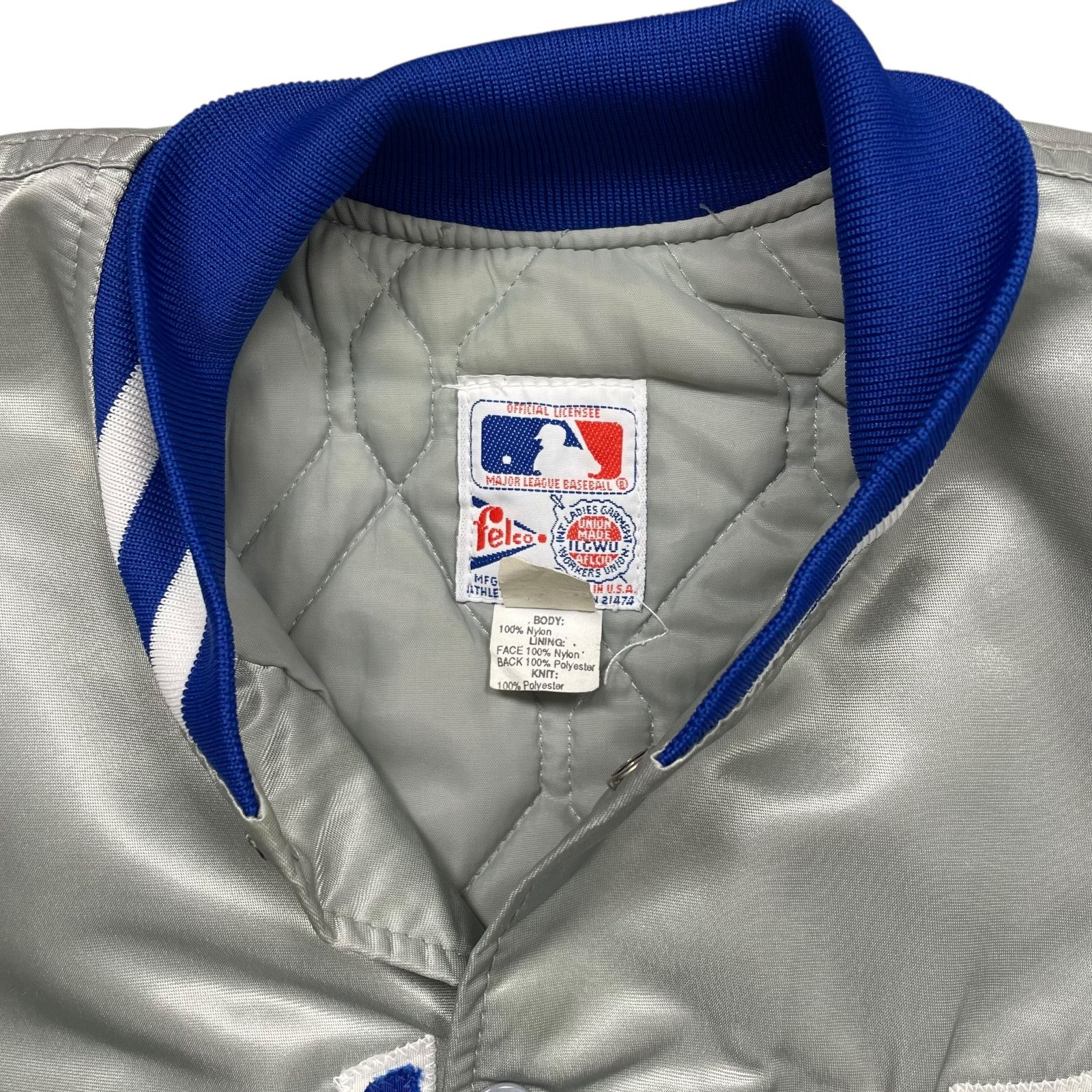MLB VTG 90s LOS ANGELES DODGERS FELCO SATIN BOMBER JACKET SILVER Size US L / EU 52-54 / 3 - 6 Thumbnail