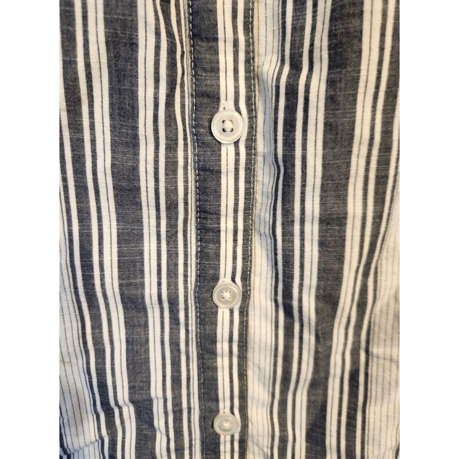 Vintage Catherines Blue White Stripe Embroidered Trim Balloon Sleeve Top Boho Hippie 0X Womens Blouse Size XL / US 12-14 / IT 48-50 - 4 Thumbnail