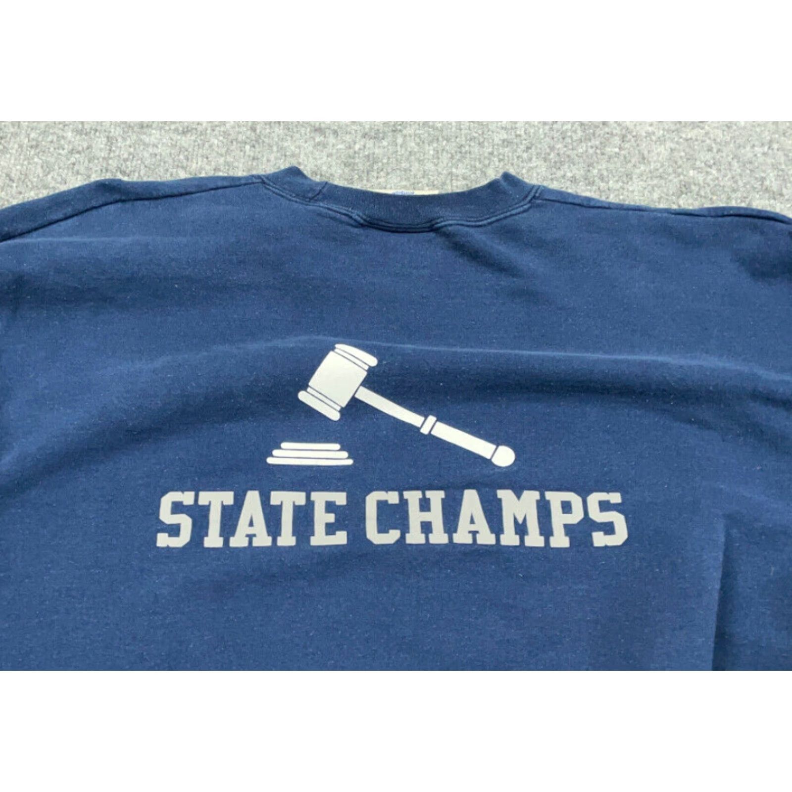 Hanes VTG Debate Club State Champions Sweatshirt Hanes Adult XL Blue 90s Vintage Preppy Retro School Logo Pullover Heavyweight Crew Neck Fleece Size US XL / EU 56 / 4 - 7 Thumbnail