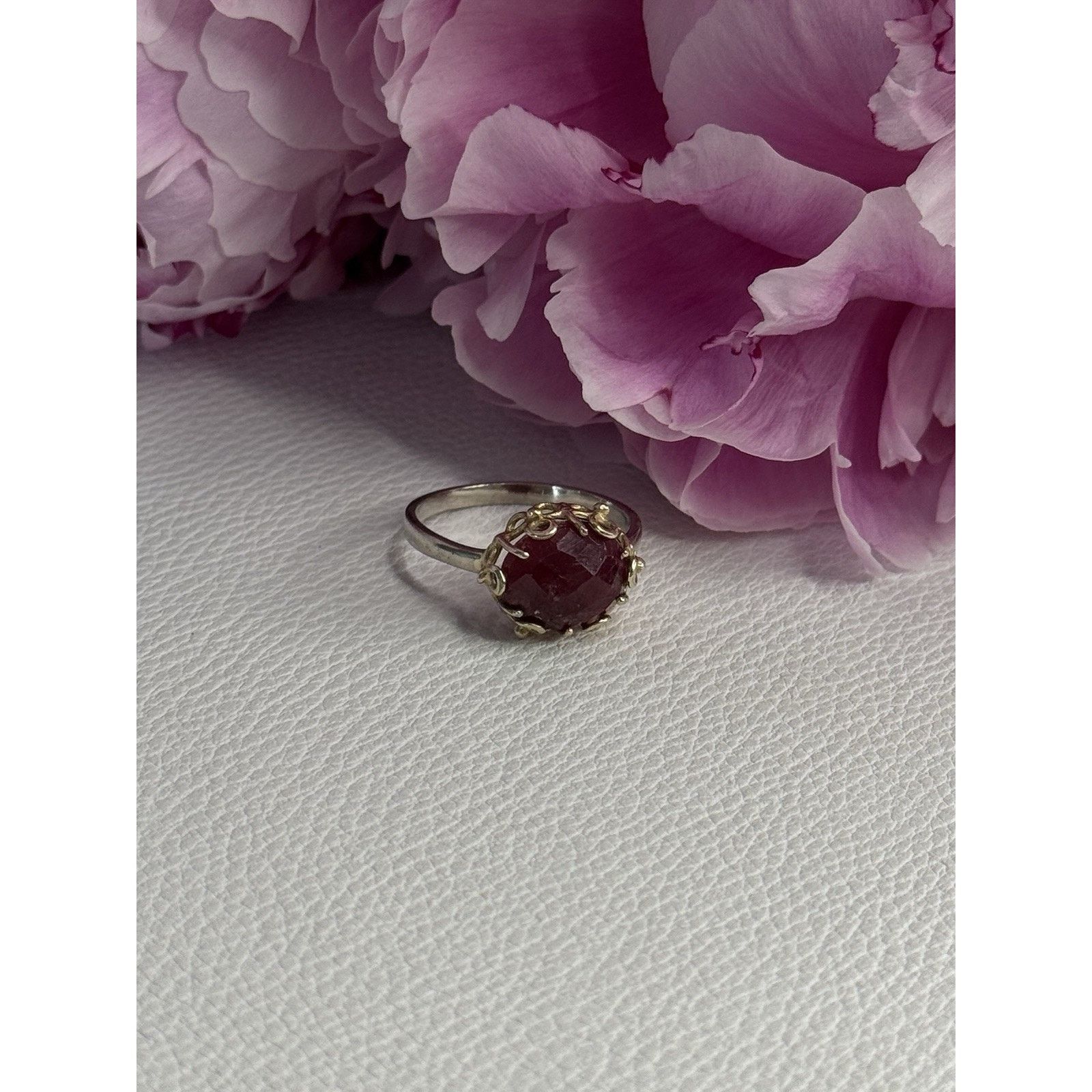 Jewelry 925 STERLING SILVER GOLD PLATED PART RUBY RING SIZE 8 Size ONE SIZE - 2 Thumbnail
