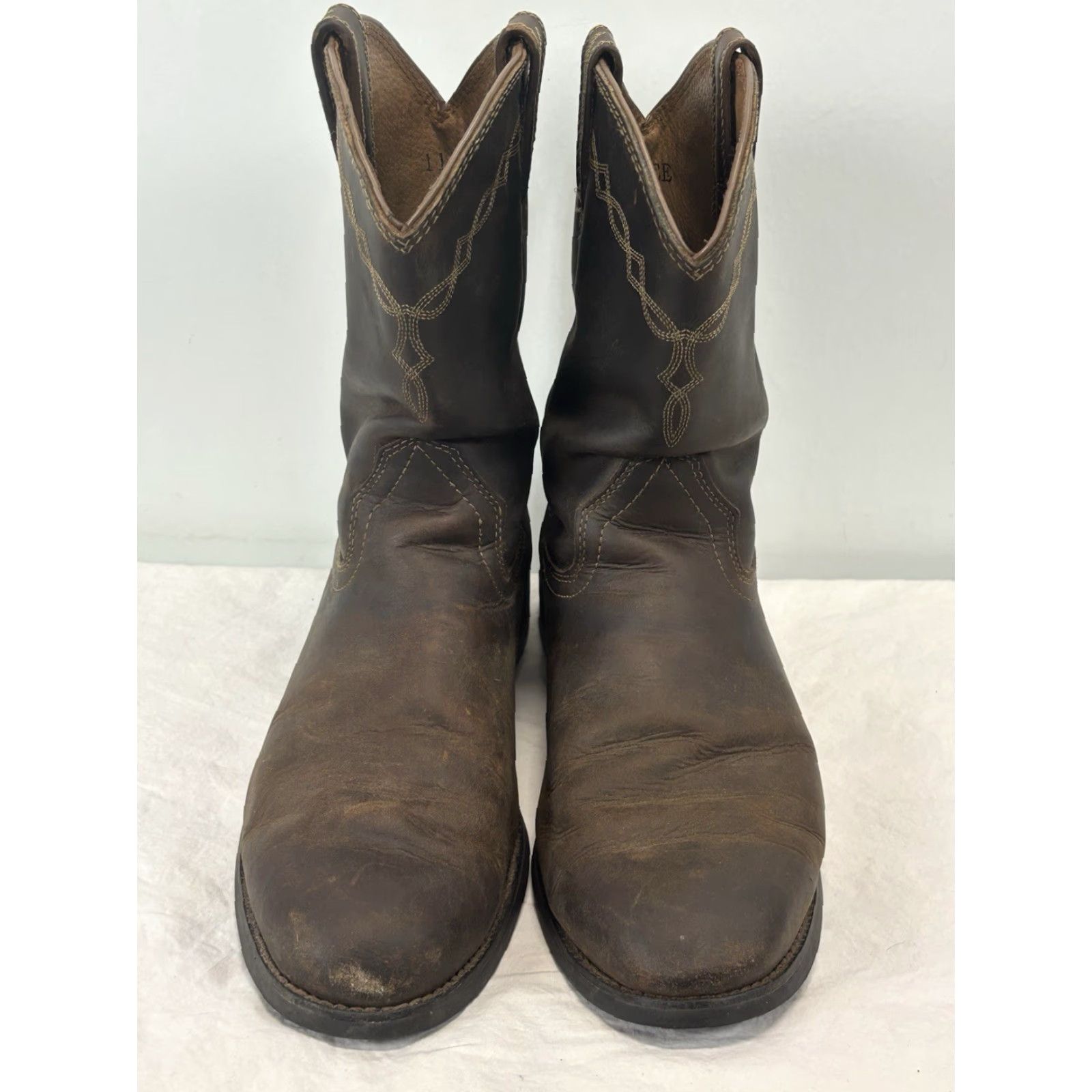 Ariat Ariat Men’s Heritage Roper DistressedLeather Brown Cowboy Western Boots EE 11 Size Leather Upper Mid-Calf Cowboy Theme Mens Shoes Boots Size US 11 / EU 44 - 4 Thumbnail