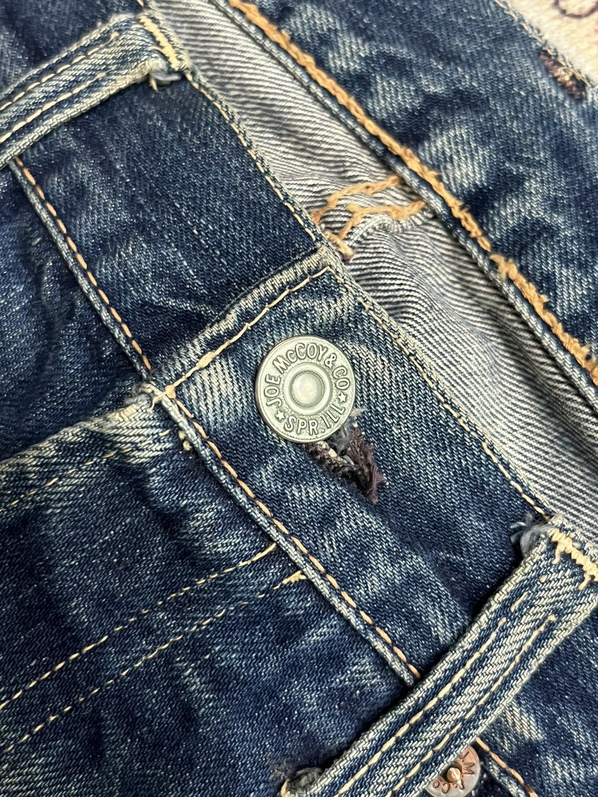 The Real McCoy's Joe McCoy & Co Lot 905 Dark Faded Distressed Selvedge Jeans Size US 34 / EU 50 - 6 Thumbnail