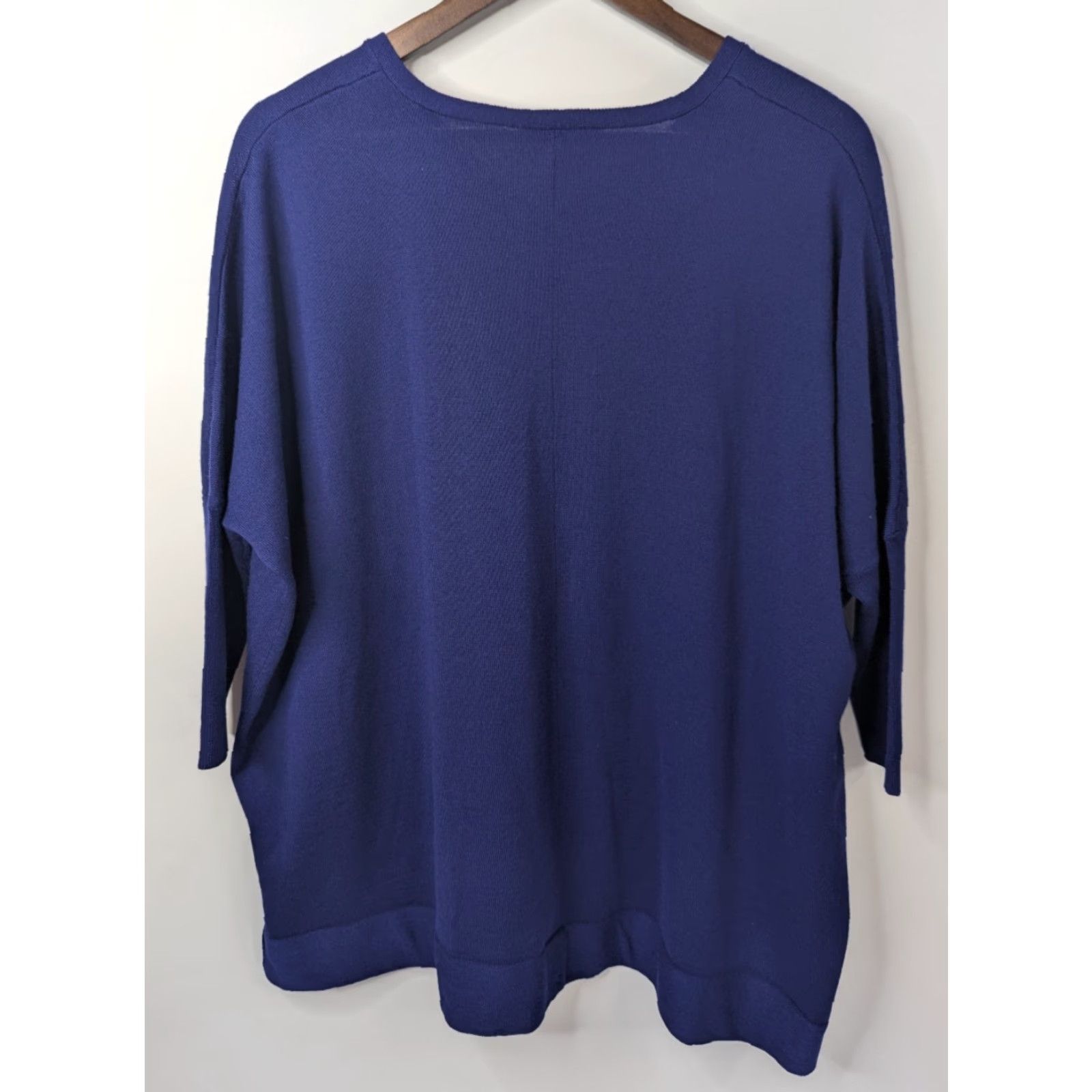 Eileen Fisher Eileen Fisher Oversized Sweater Knit Top Wool Blue S V-Neck Pullover Women Knit Top Casual Size S / US 4 / IT 40 - 2 Thumbnail