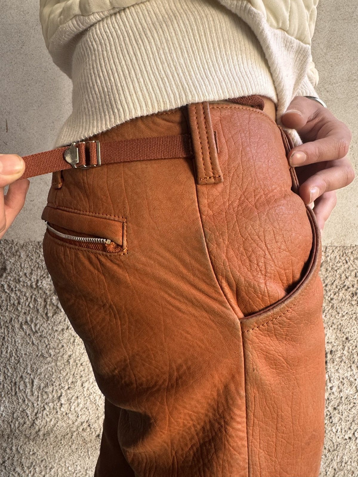 Helmut Lang Helmut Lang FW1999 “Safety Orange” Astro Biker leather pants Size US 28 / EU 44 - 10 Thumbnail