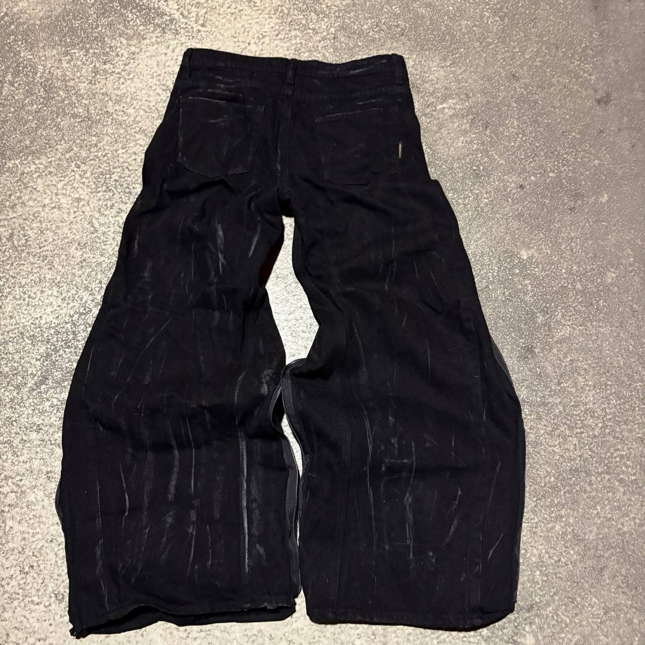 Japanese Brand Custom Black Baggy Distressed Jeans Painted Wide Leg Size US 31 - 4 Thumbnail