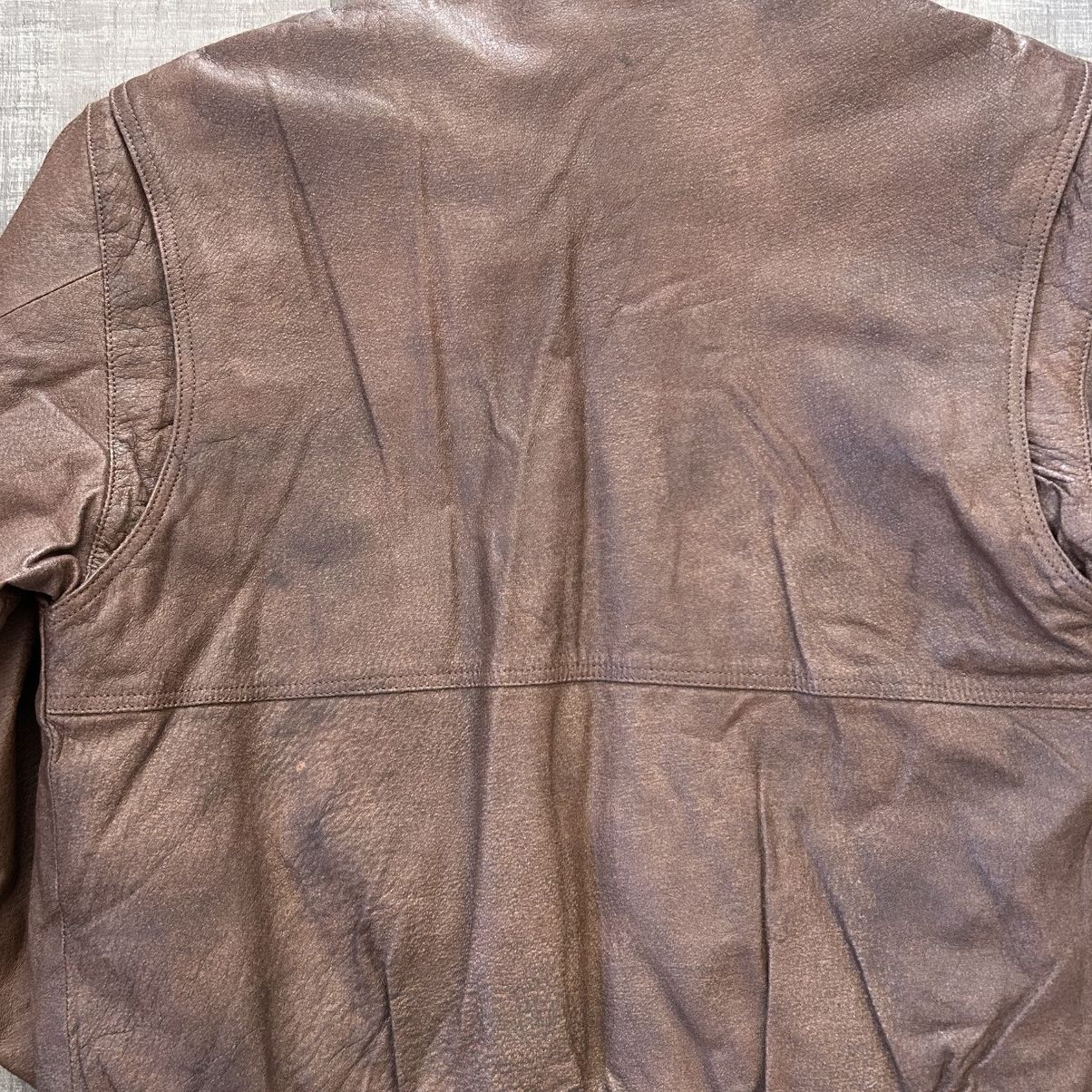 London Fog London Fog Leather Bomber Aviator Jacket Size US L / EU 52-54 / 3 - 9 Thumbnail